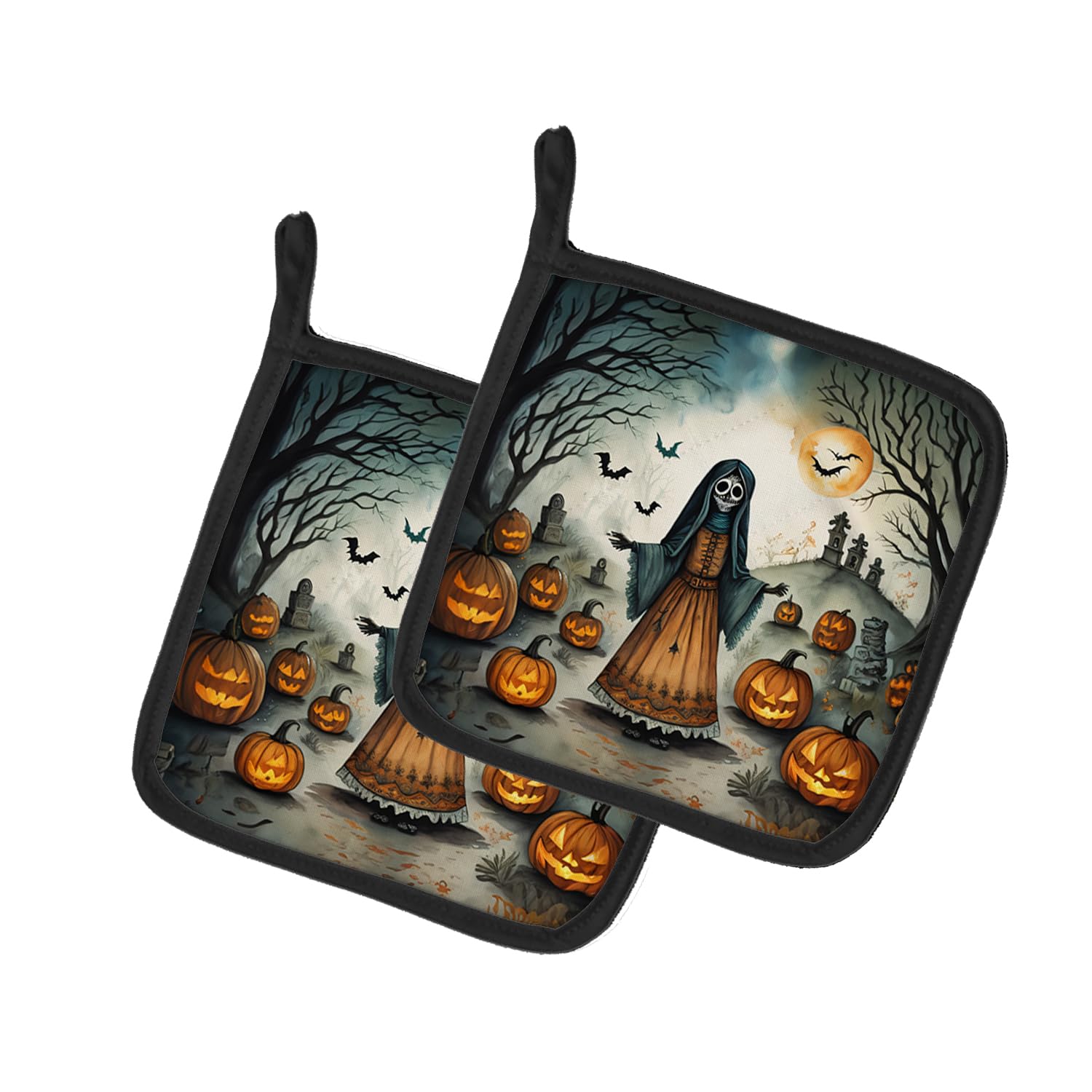 La Llorona Skeleton Spooky Halloween Pair of Pot Holders