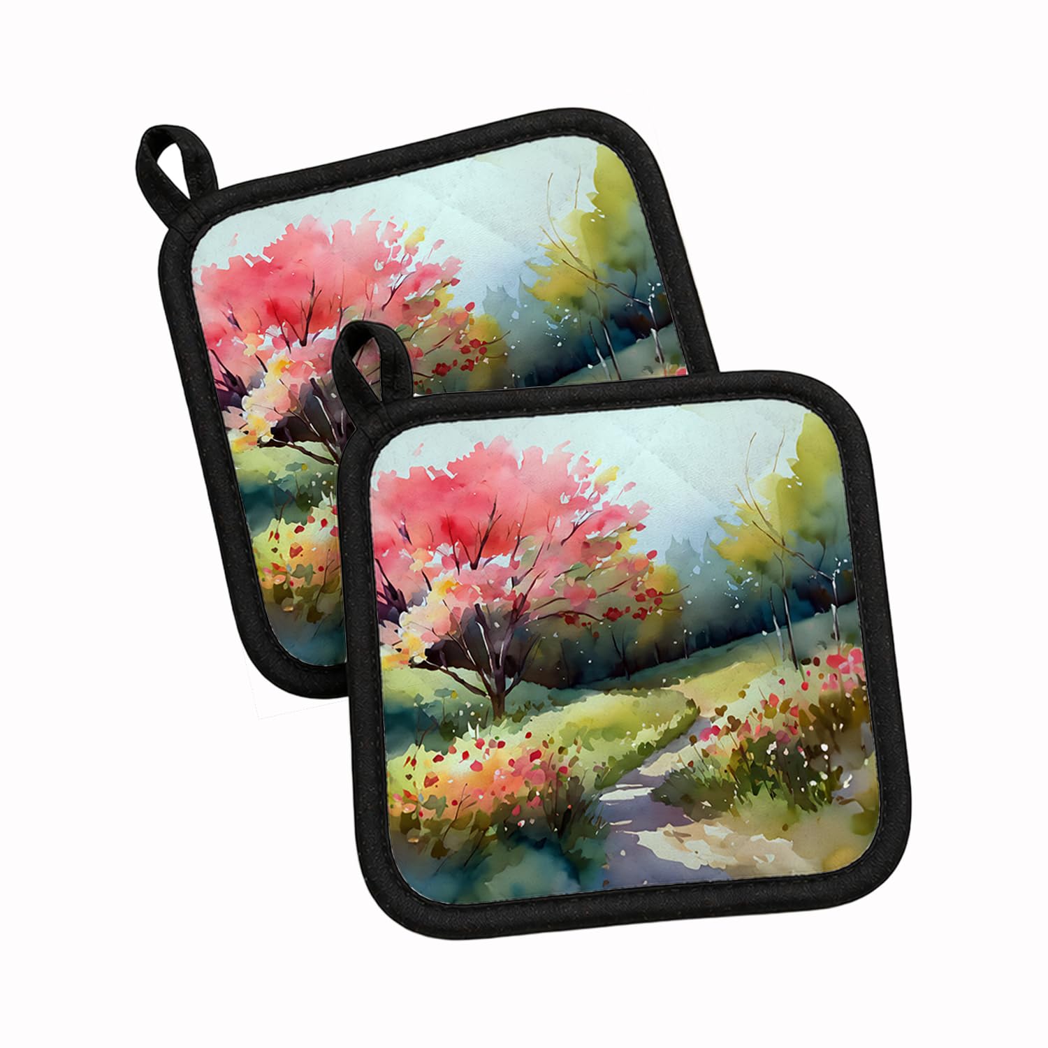 Carolines Treasures North Carolina Dogwoods in Watercolor Pair of Pot Holders Kitchen Heat Resistant Pot Holders Sets Oven Hot Pads for Cooking Baking BBQ, 7 1/2 x 7 1/2