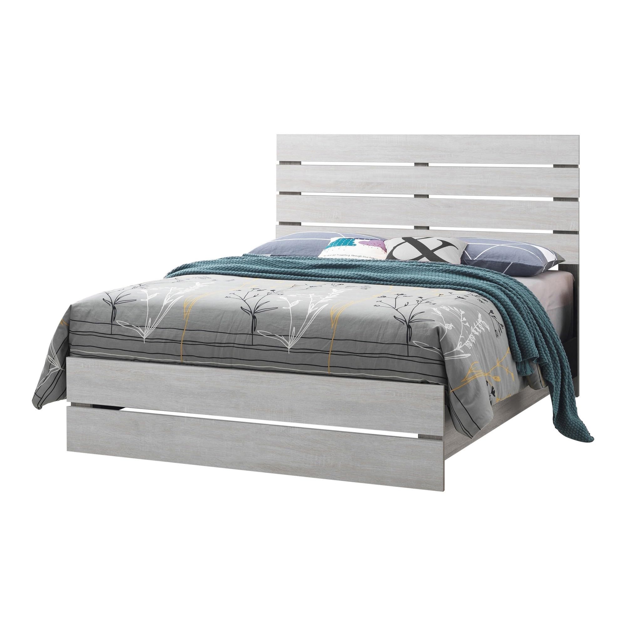 Queen Bed with Panel Headboard and Footboard, White