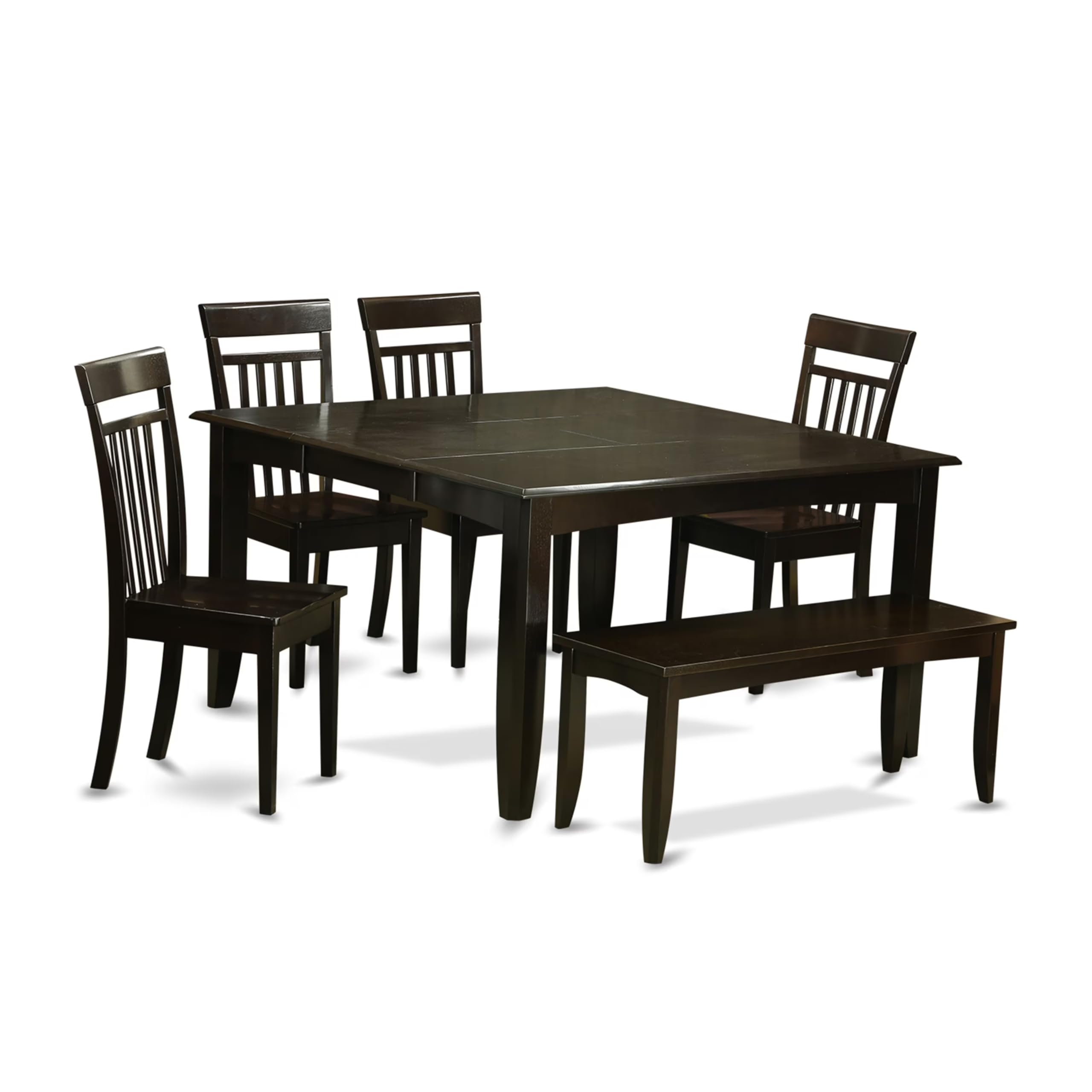 6  Pc  Dining  set  with  bench-Kitchen  Table  with  Leaf  and  4  Kitchen  chair  Plus  Bench.