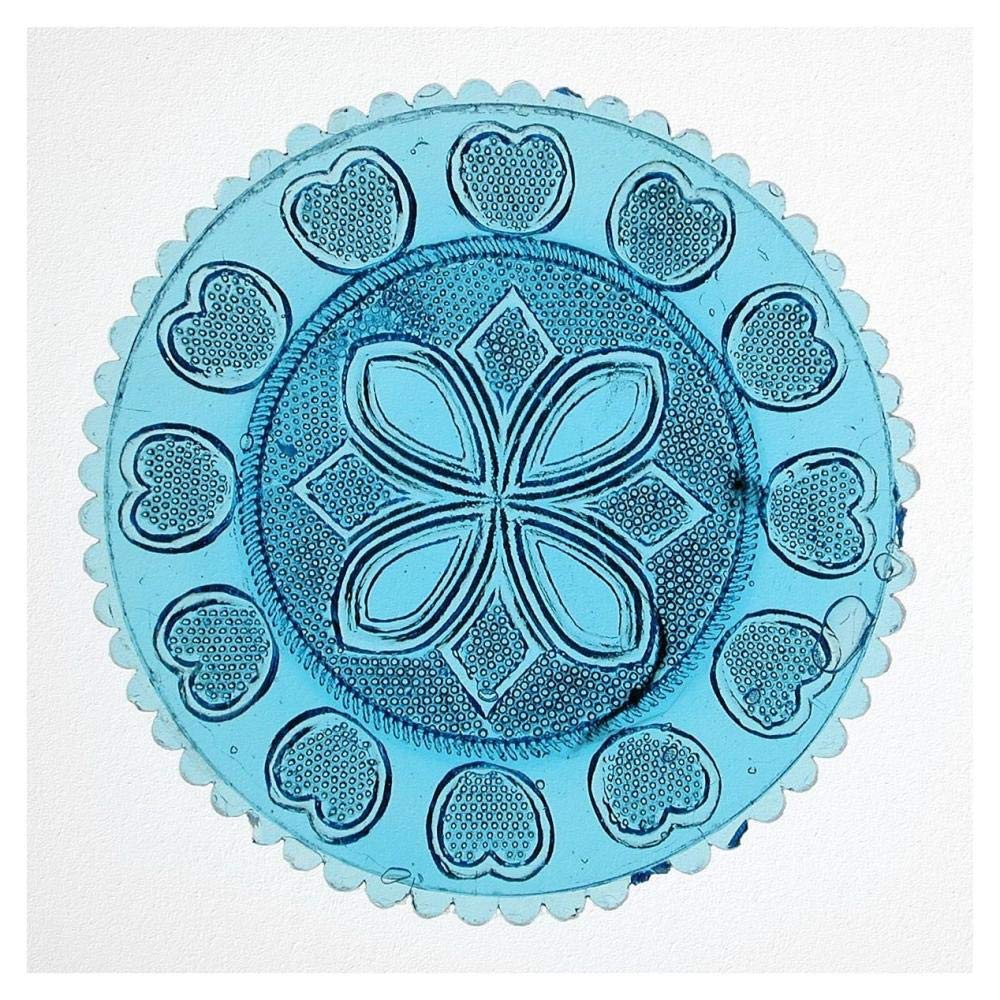 Blue Pressed Glass Plate-Paper Art-38x38”