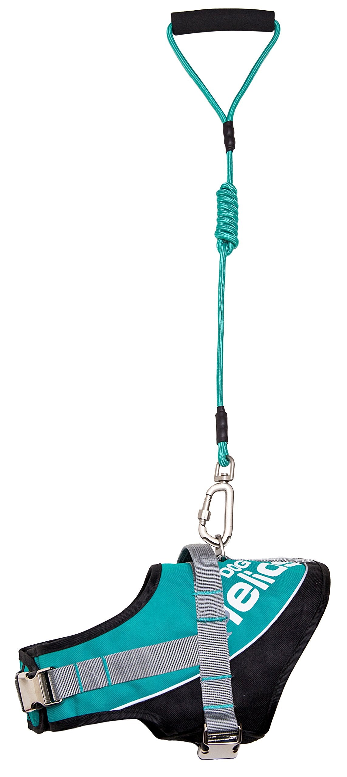 Doghelios 'Bark-Mudder' Easy Tension 3M Reflective Endurance 2-In-1 Adjustable Pet Dog Leash And Harness, Small, Teal Blue