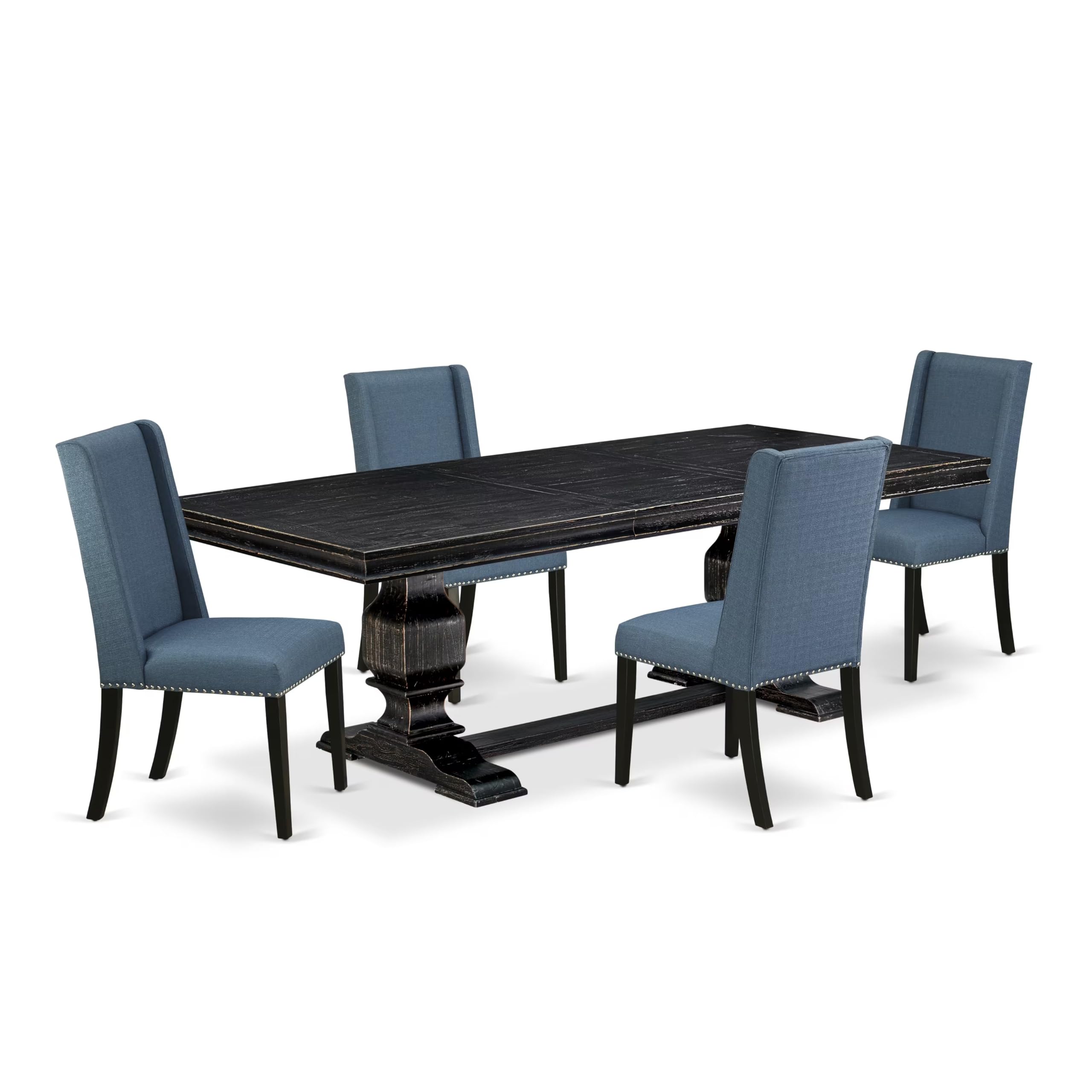 5 piece kitchen table set of a rectangular table and 4 dining chairs