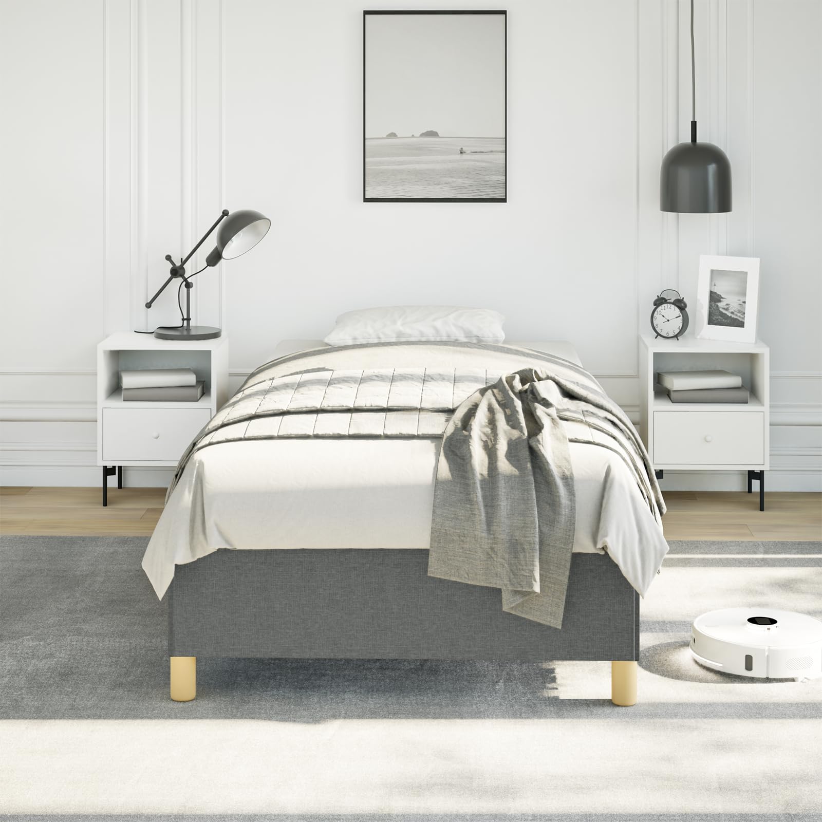 vidaXL Bed Frame Dark Gray 39.4x79.9??Twin XL Fabric