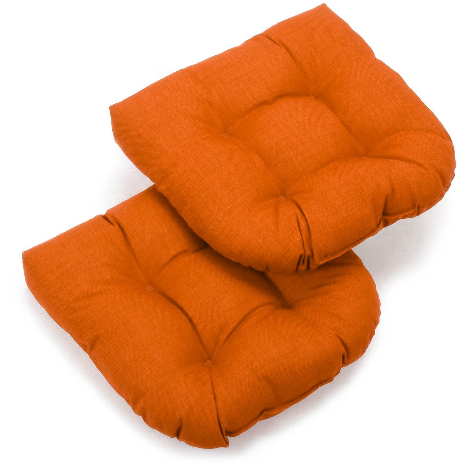 19-inch U-Shaped Outdoor Spun Polyester Tufted Dining Chair Cushion (Set of 2) - Tangerine Dream