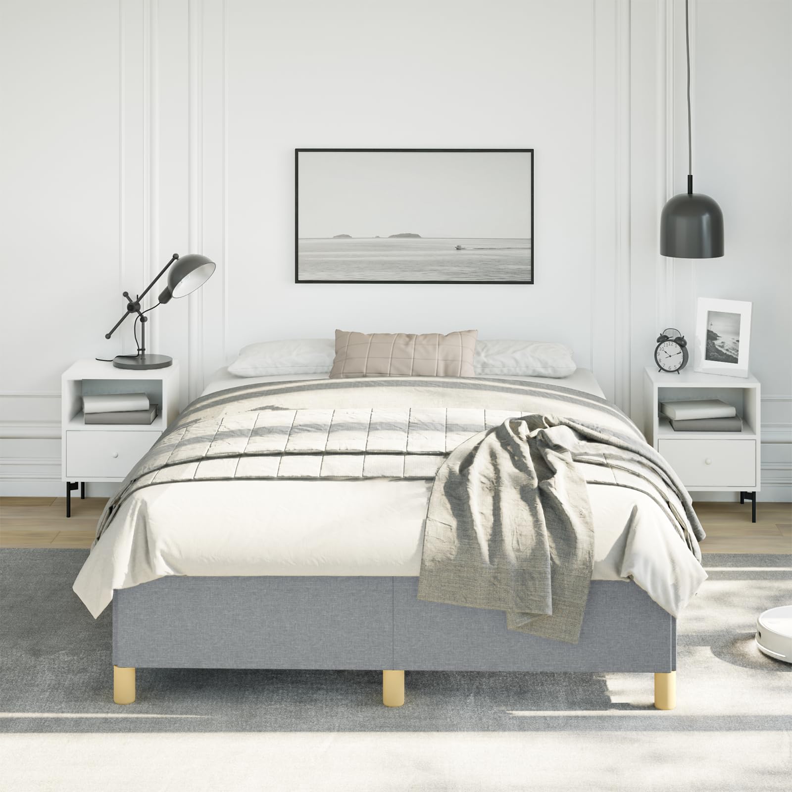 vidaXL Bed Frame Light Gray 53.9x74.8??Full Fabric
