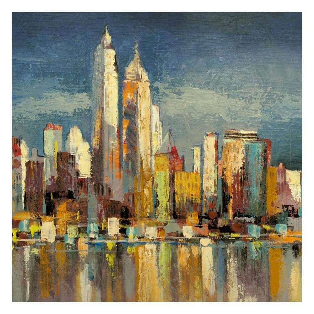 Manhattan Aqua (detail)-Paper Art-26x26”