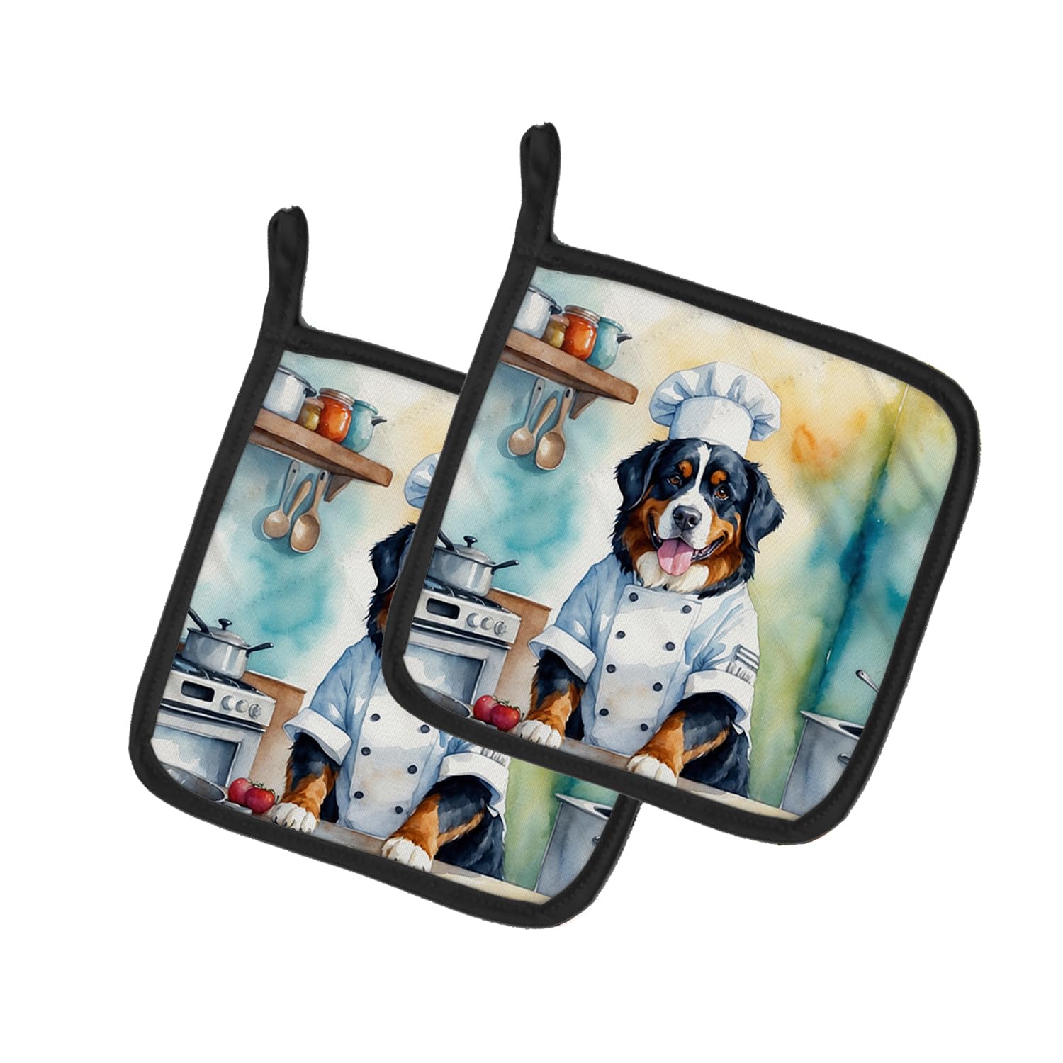 Bernese Mountain Dog The Chef Pair of Pot Holders