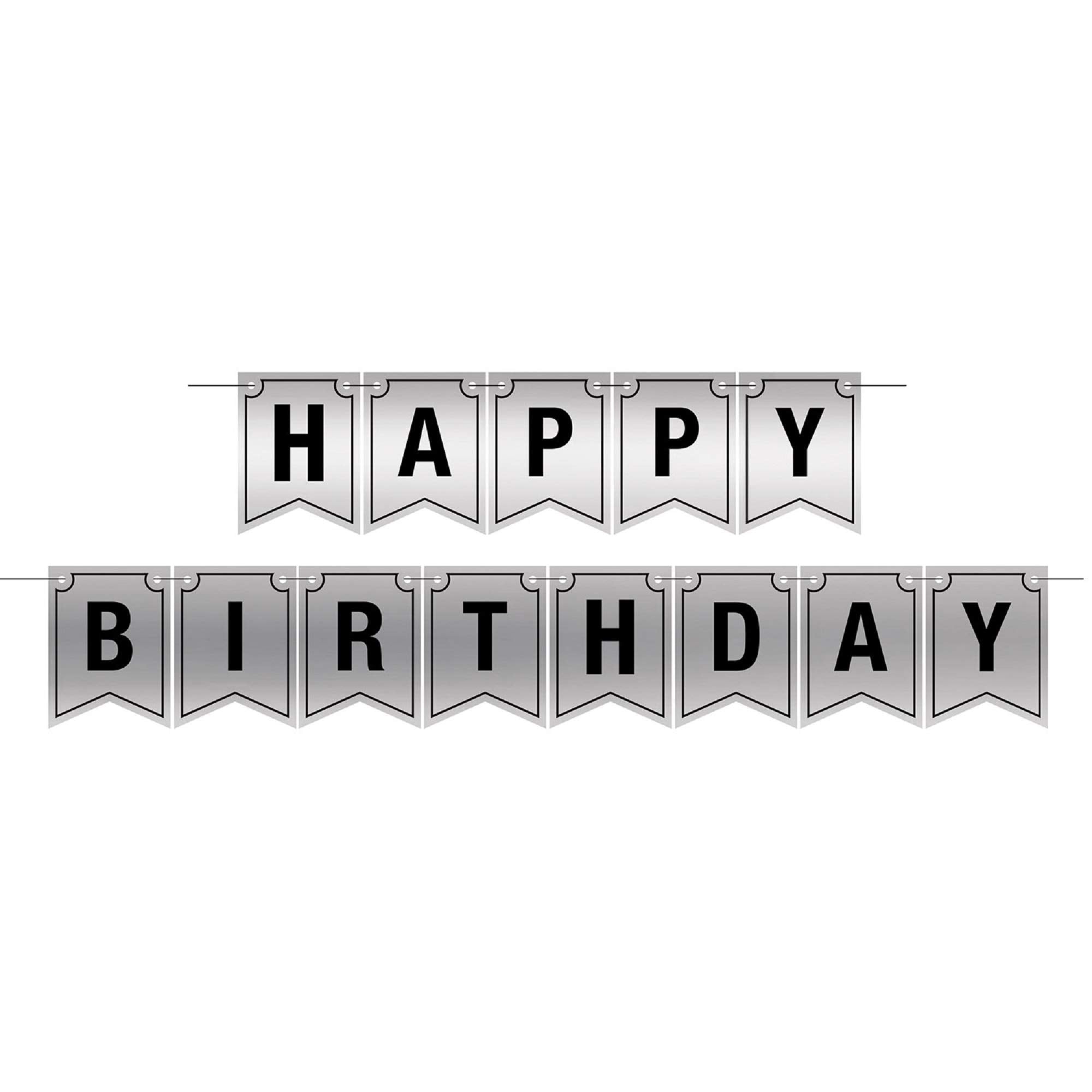 Foil Happy Birthday Streamer, (Pack of 12)