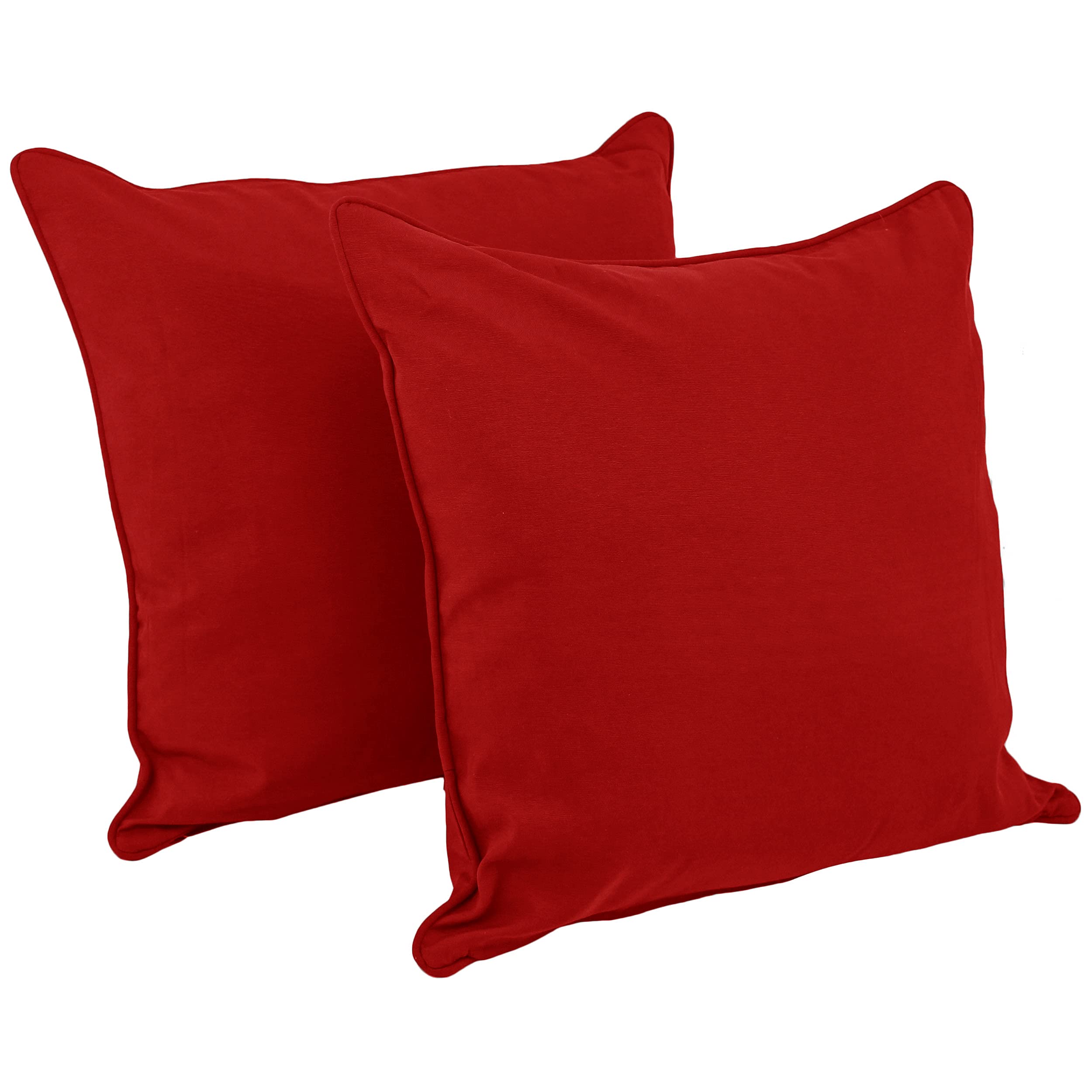25-inch Double-corded Solid Twill Square Floor Pillows with Inserts (Set of 2) - Red