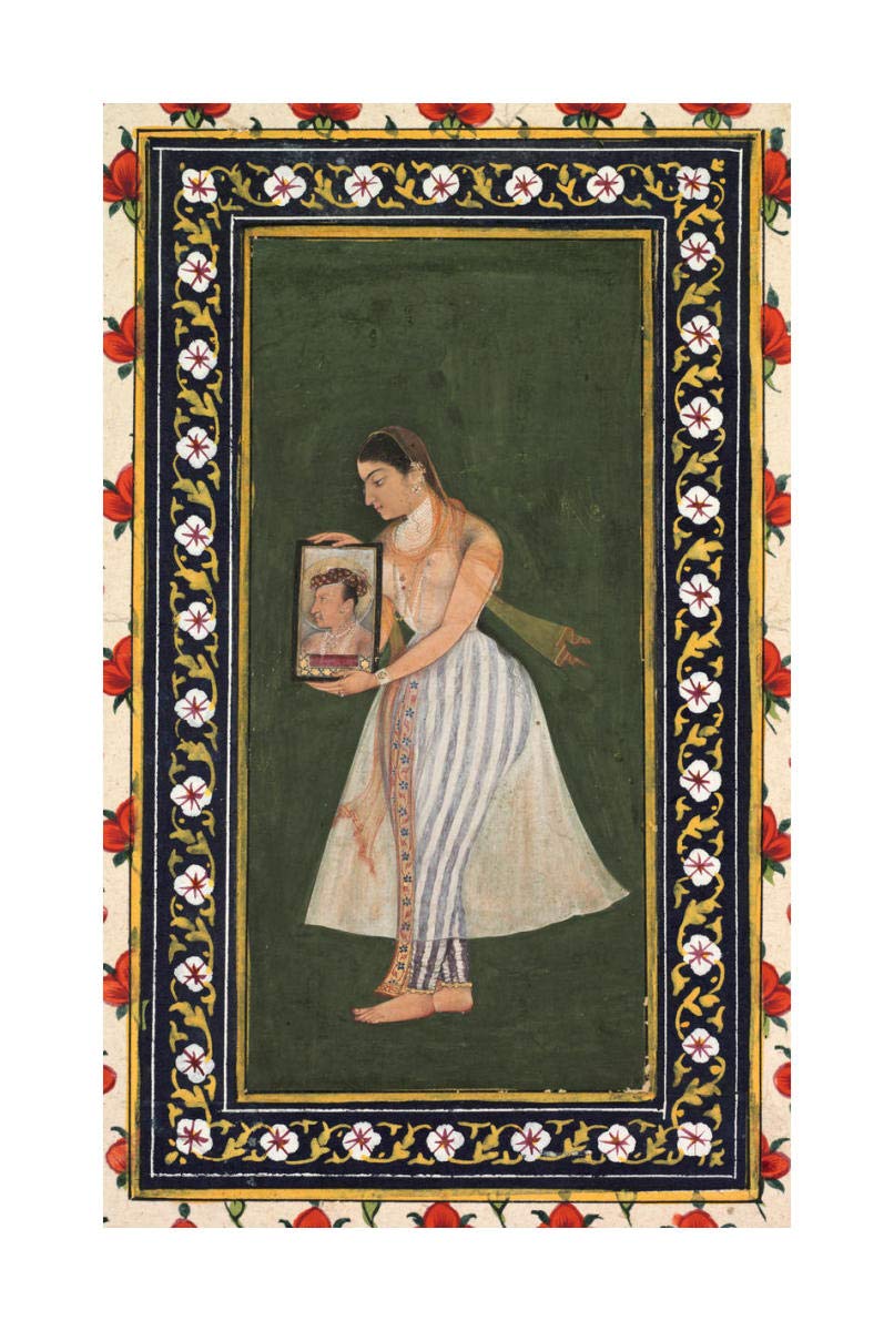 Nur Jahan holding a portrait of Emperor Jahangir, c. 1627 -Paper Art-15.497x24”