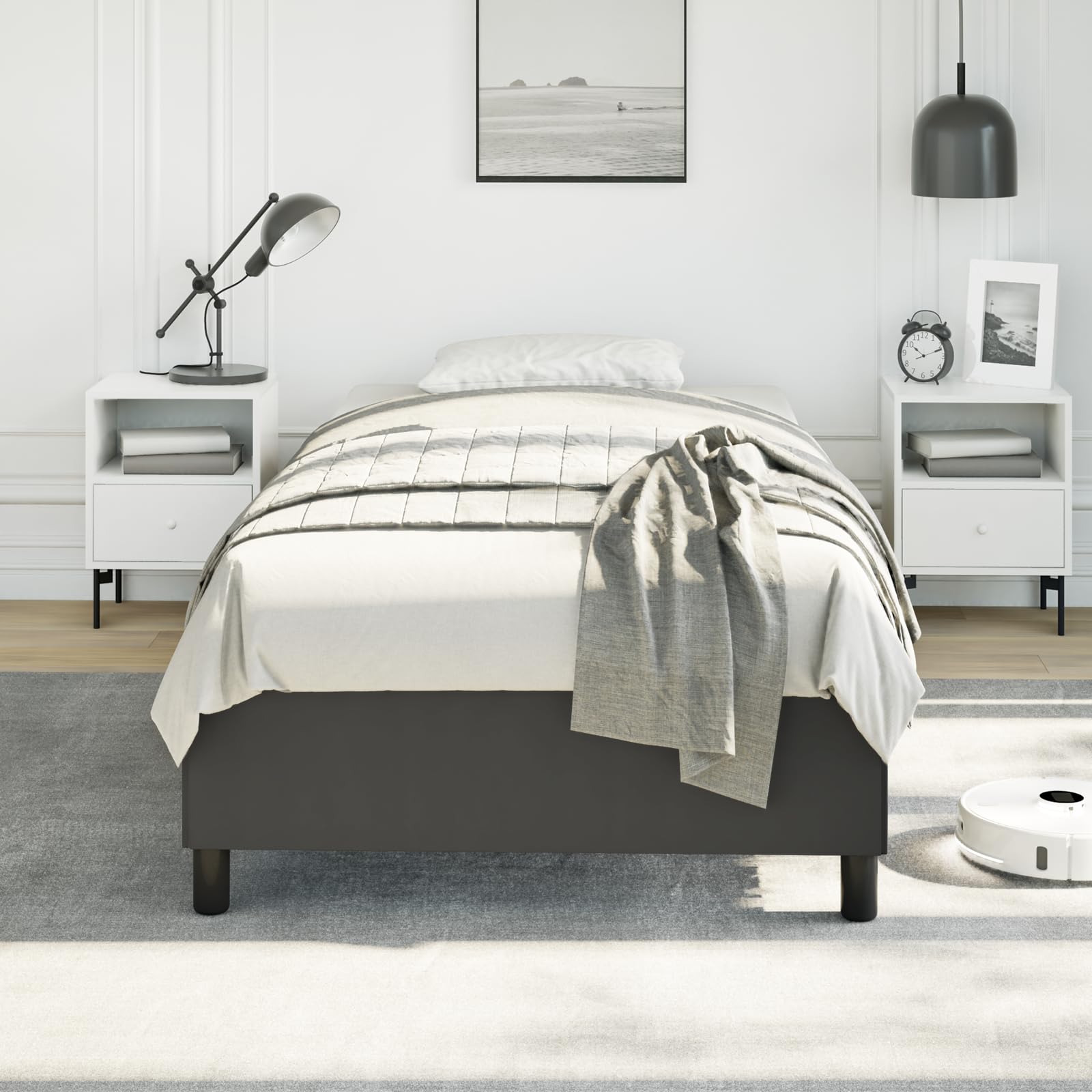 vidaXL Bed Frame Black 39.4x79.9??Twin XL Faux Leather