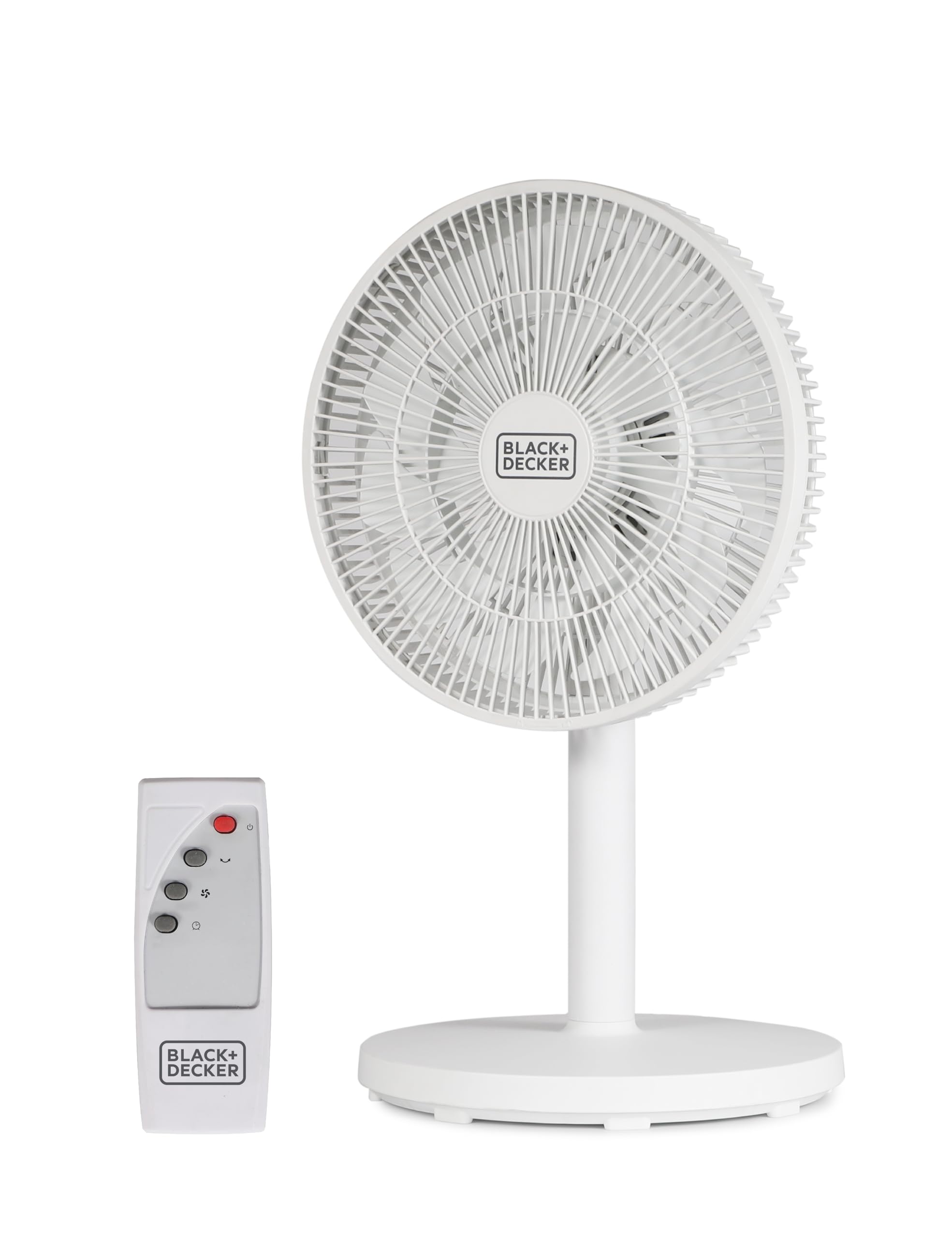 BLACK+DECKER BFDTD12VW BFDTD12VW 12-In. 3-Speed Oscillating Portable Dual-Blade Table Fan with Remote, White