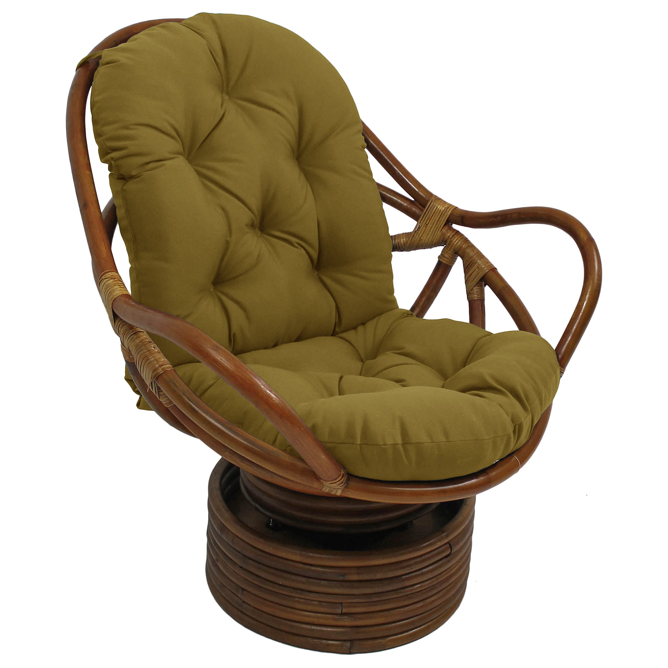 Rattan Swivel Rocker with Outdoor Fabric Cushion - Wheat