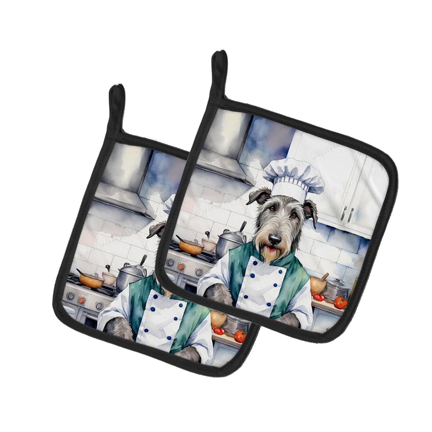 Irish Wolfhound The Chef Pair of Pot Holders