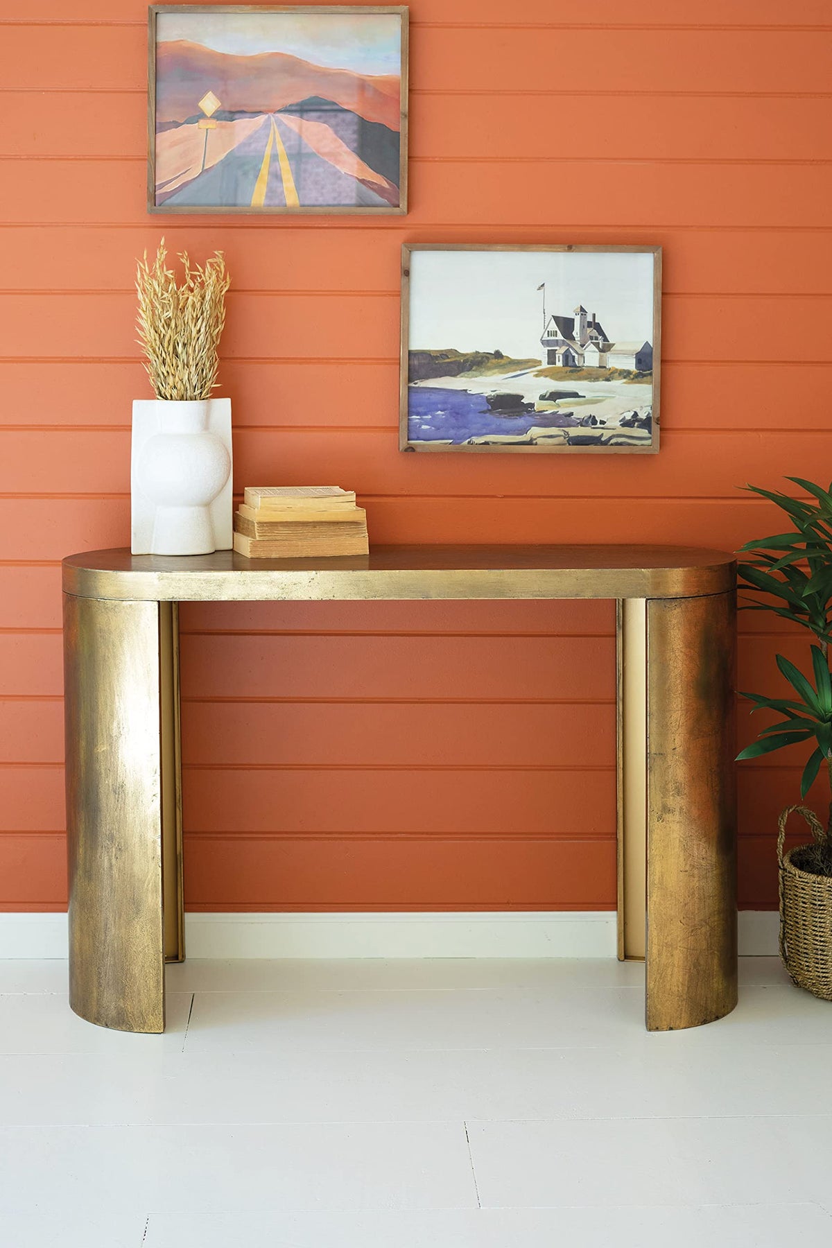 Kalalou Cll2611 Oval Antique Brass Console Table