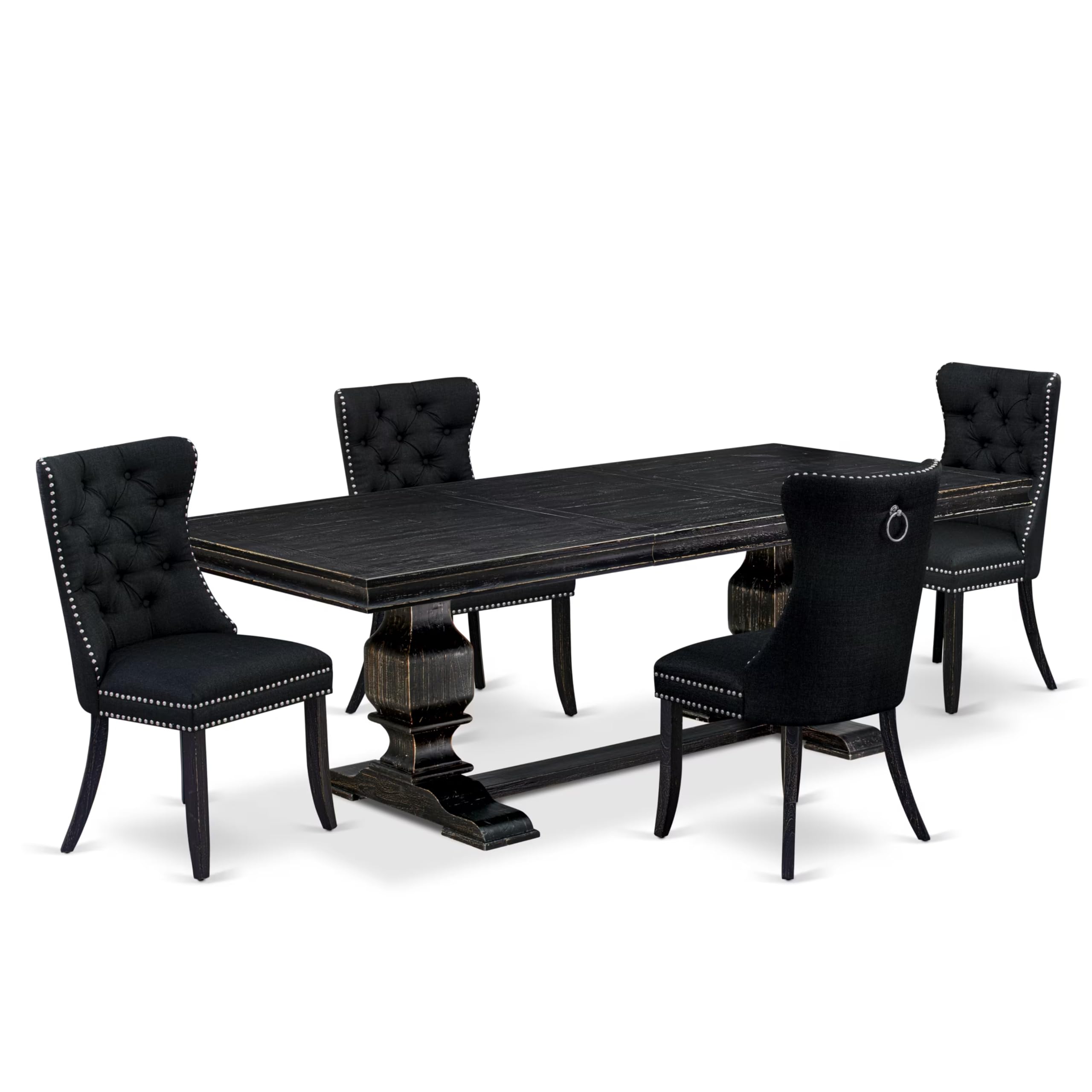 5 piece kitchen set a breakfast table and 4 Linen Fabric parson chairs