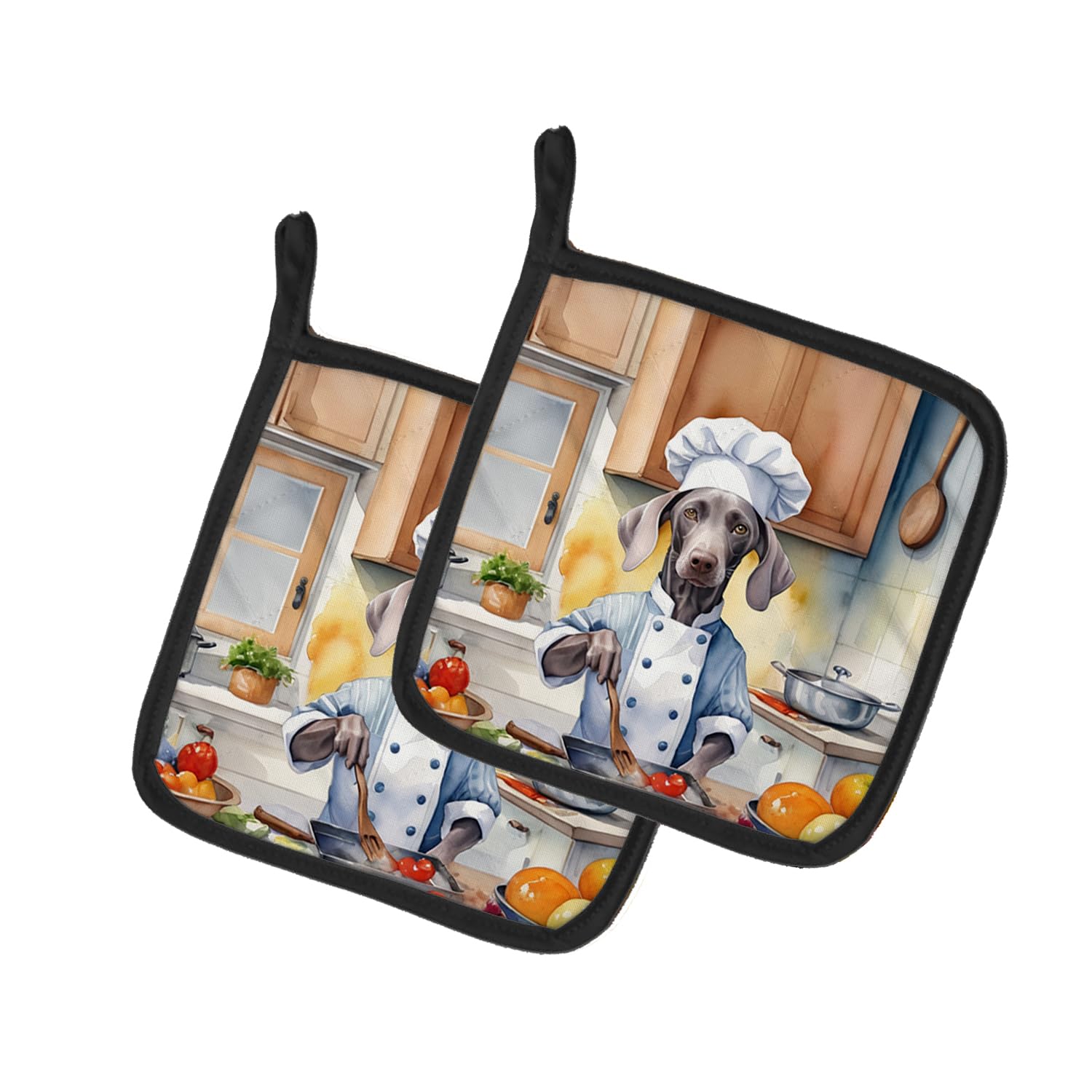 Weimaraner The Chef Pair of Pot Holders