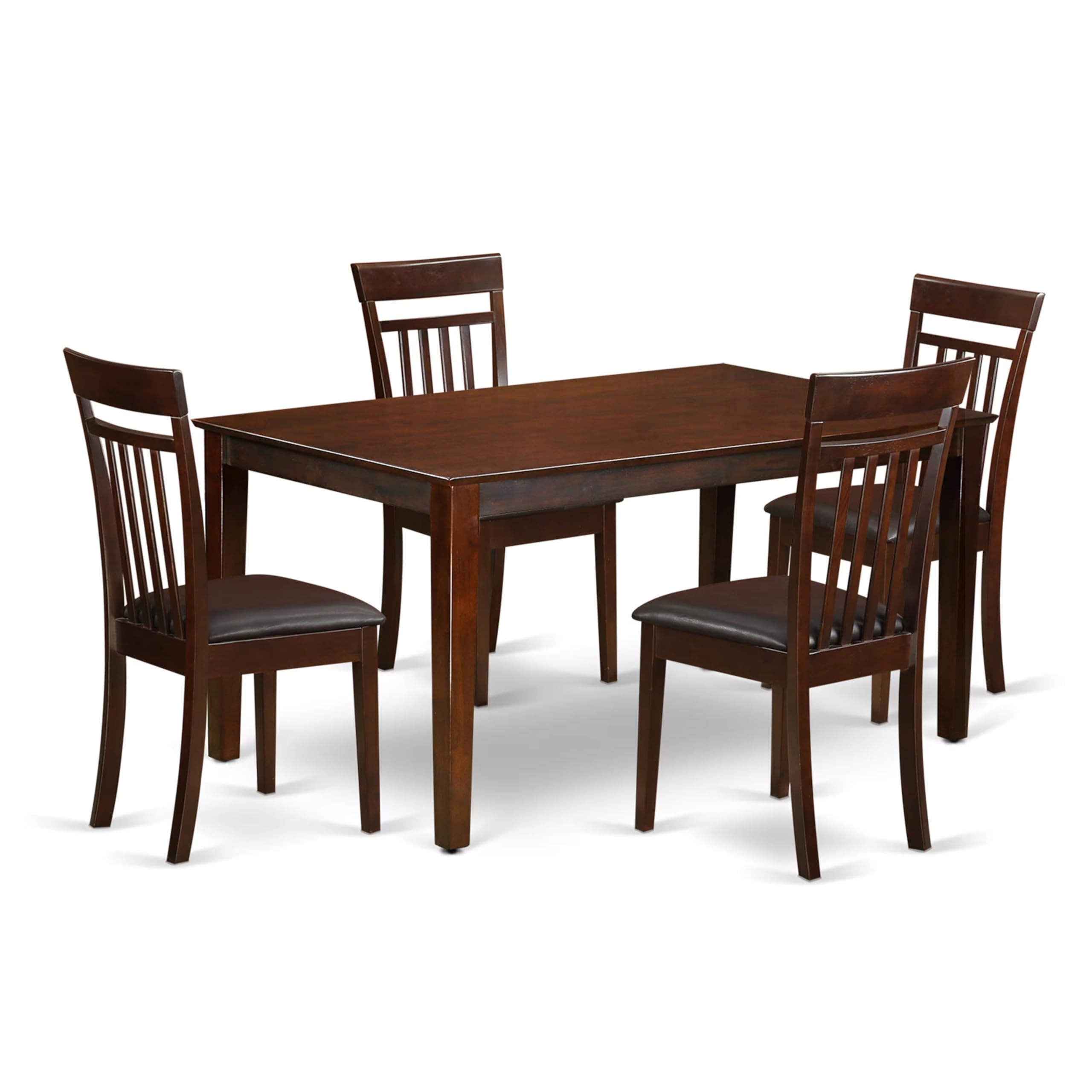 East West Furniture CAP5S-MAH-LC Kitchen Nook Table Set 5 Pc - Faux Leather Chairs Seat - Mahogany Finish Wood Table and Body