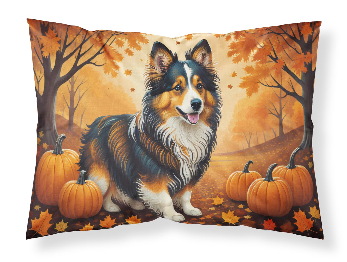 Carolines Treasures DAC1071PILLOWCASE Sheltie Fall Fabric Standard Pillowcase Lightweight Super Soft Easy Care Decorative Artwork Pillowcase, Standard