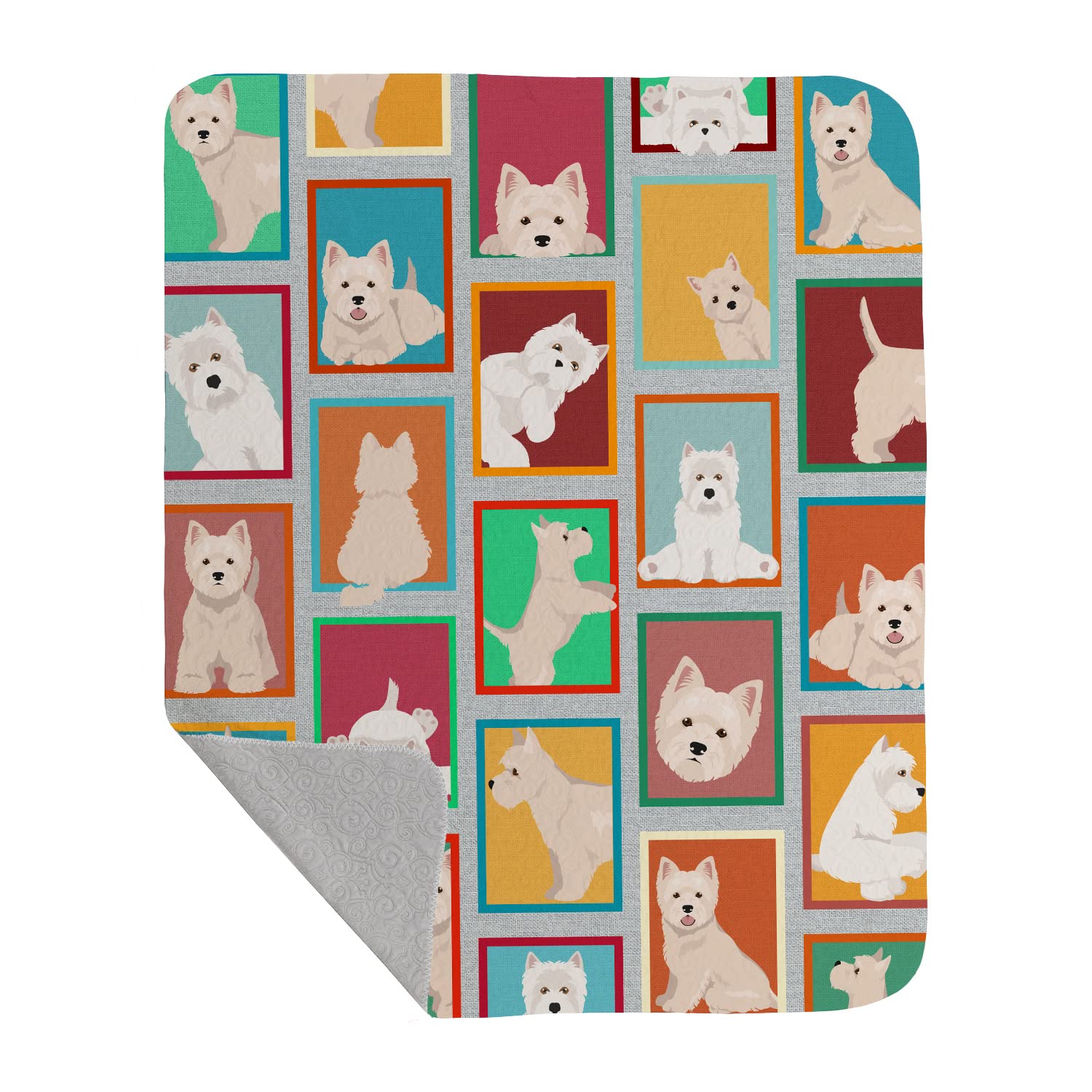 Carolines Treasures MLM1105LQB Lots of Westie Quilted Blanket 50x60 Artwork Pattern Quilted Throw Blanket for Bed, Couch, Sofa, Soft and Lightweight