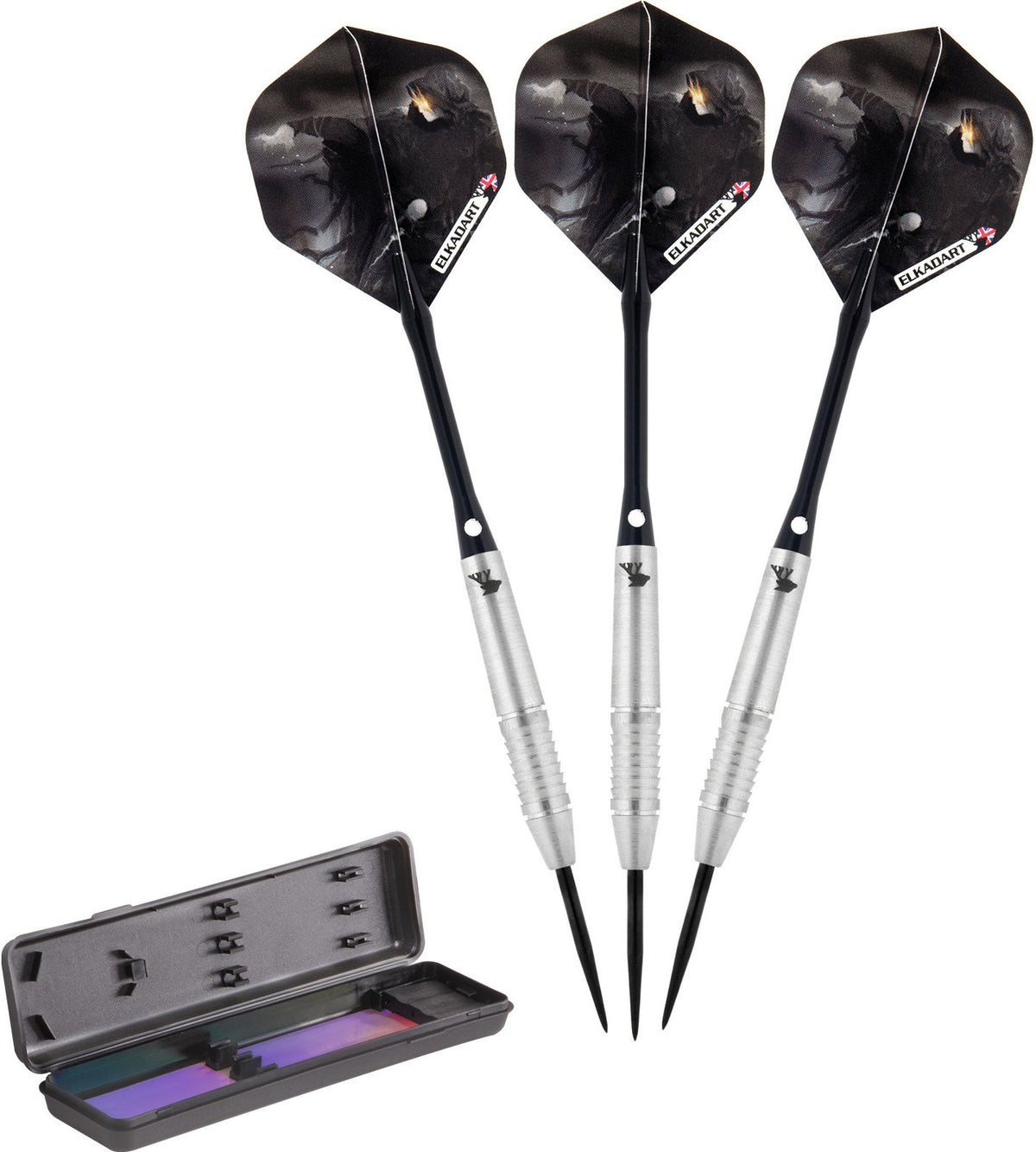 Elkadart Wizard 80% Tungsten Steel Tip Darts With Storage/Travel Case, 21 Grams,Silver