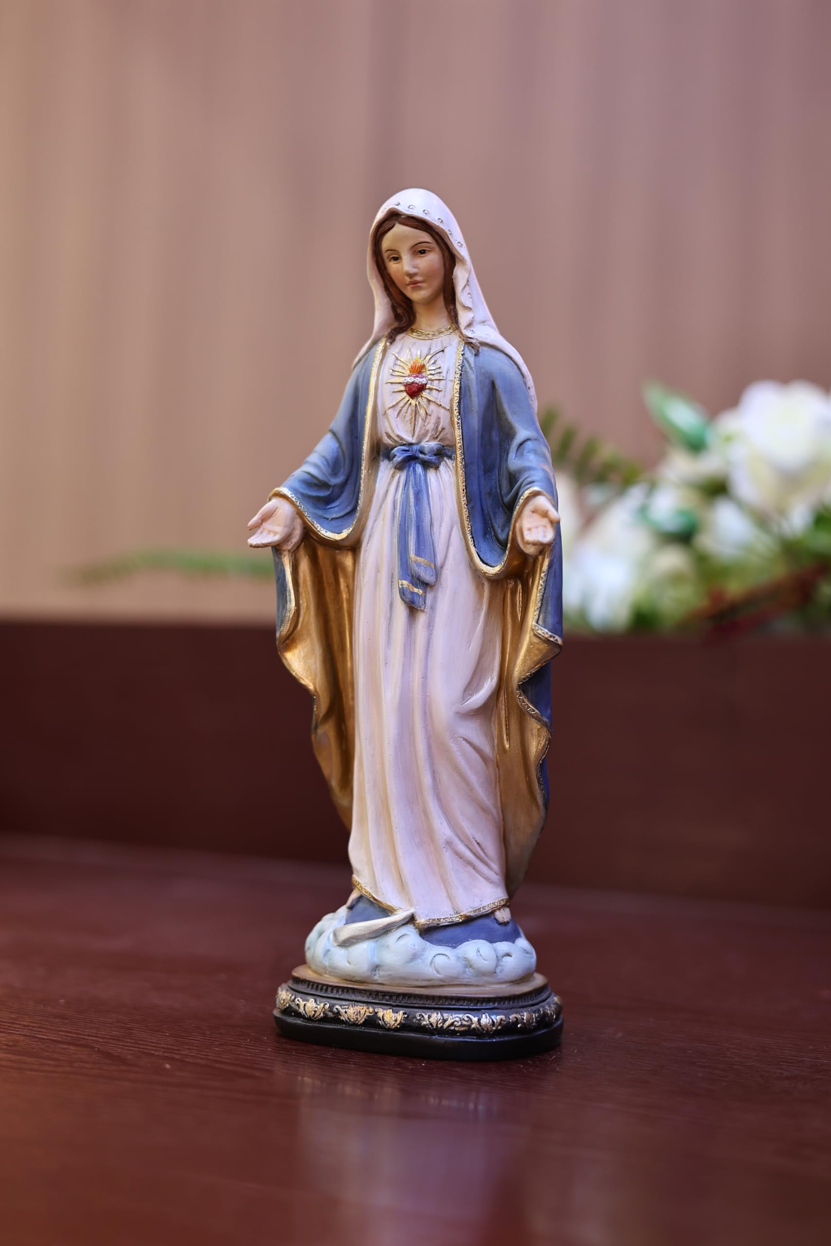 Hi-Line Gift Ltd 81720-12 12 in Sacred Heart Mary Statue Open Hands Religious Decor