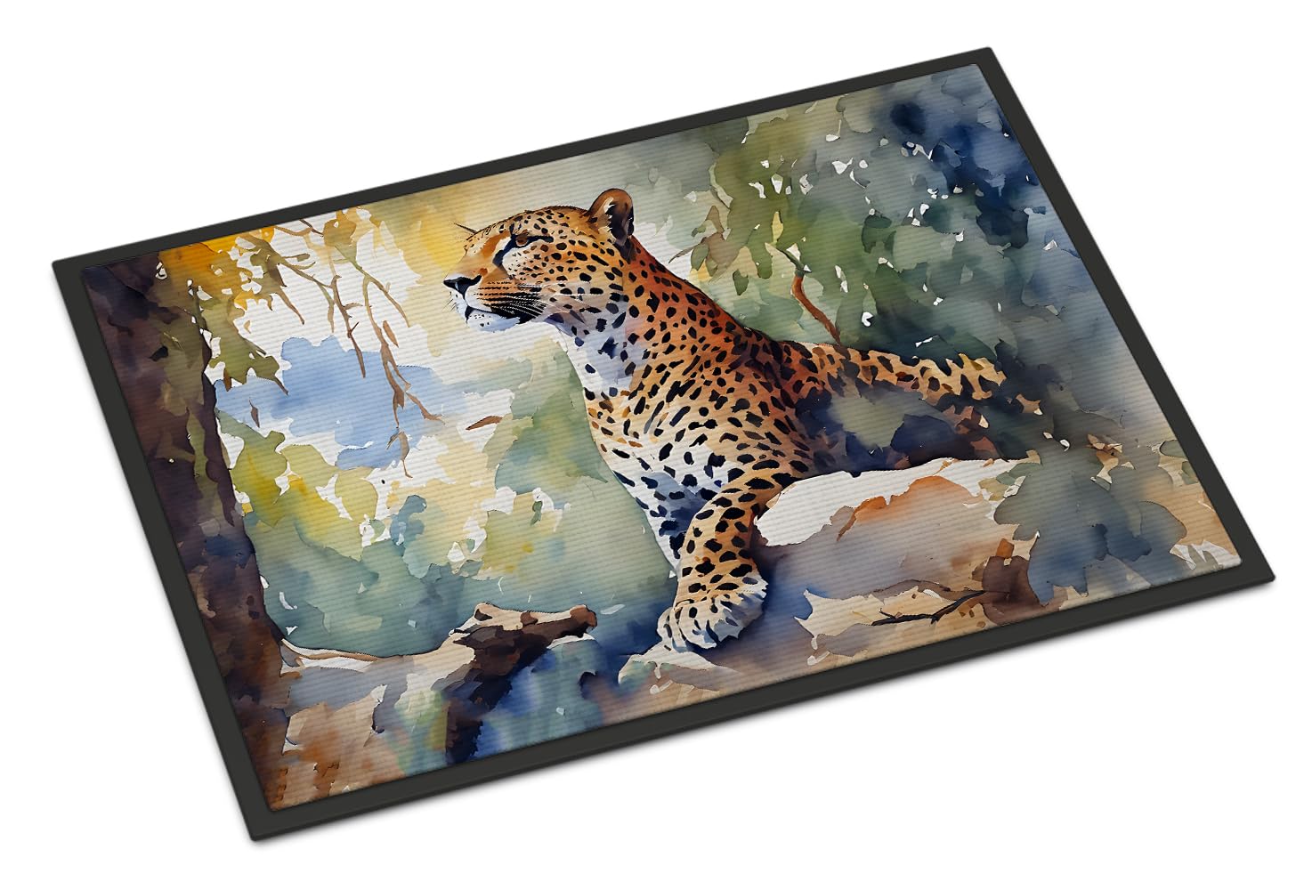 Carolines Treasures DAC2947MAT Leopard Doormat Front Door Mat Indoor Outdoor Rugs for Entryway, Non Slip Washable Low Pile, 18H X 27W
