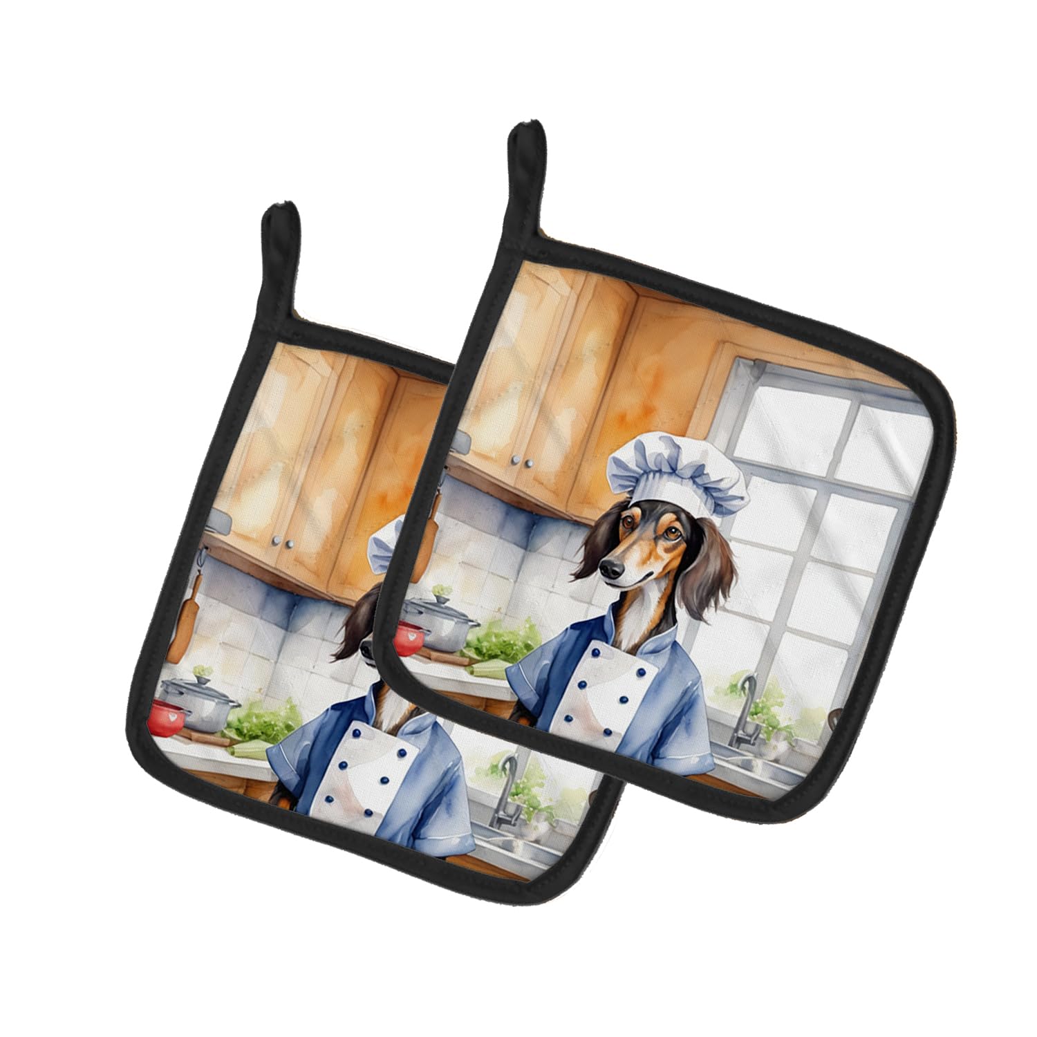 Saluki The Chef Pair of Pot Holders