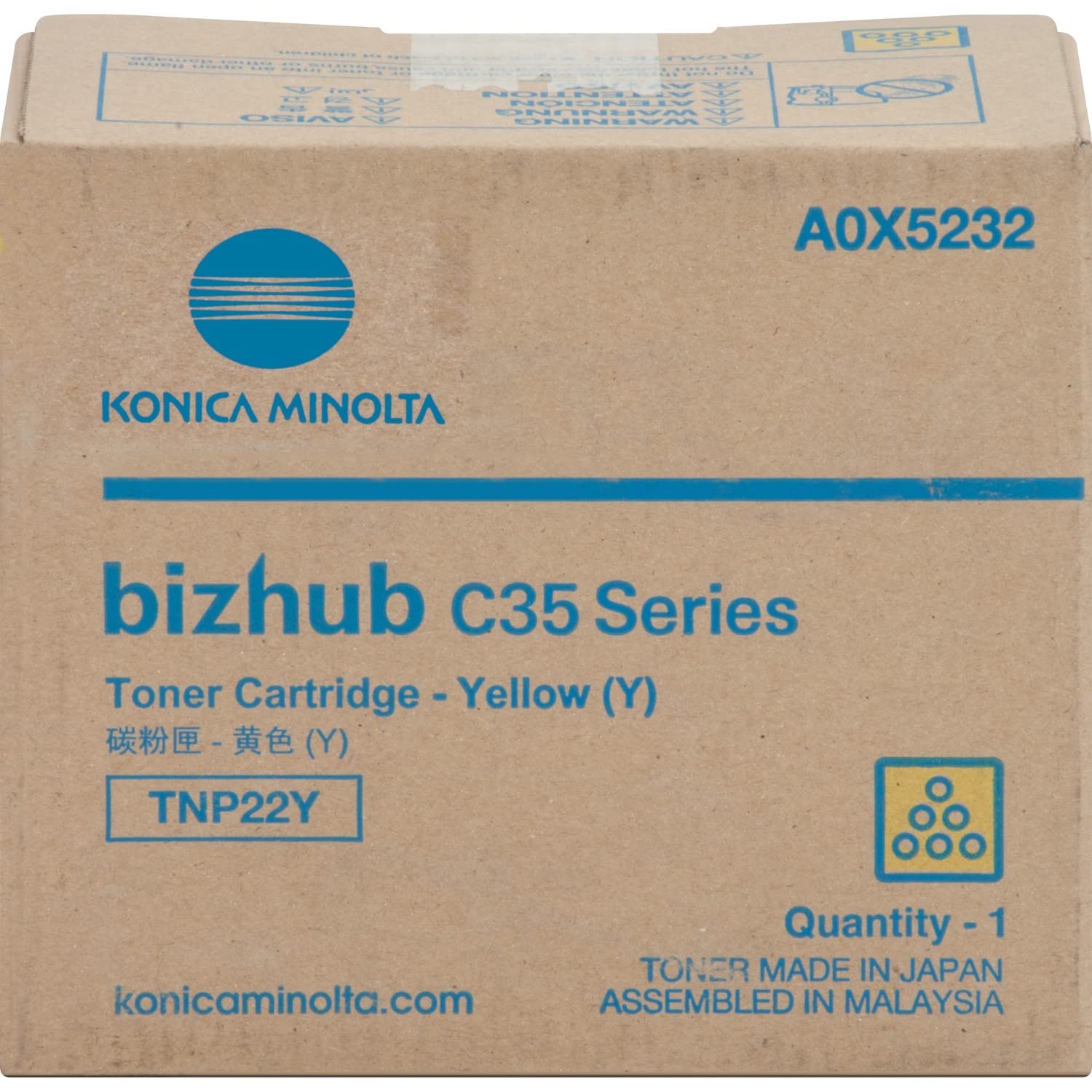 KONICA BIZ C35 A0X5232 TNP22 SD YELLOW TONER, 4,600 yield