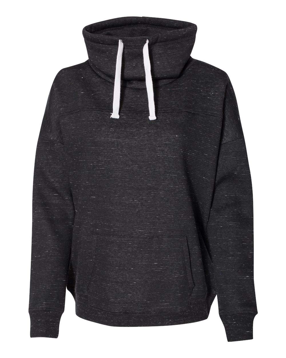 J. America Womens Mlange Fleece Cowl Neck Sweatshirt - White, XL