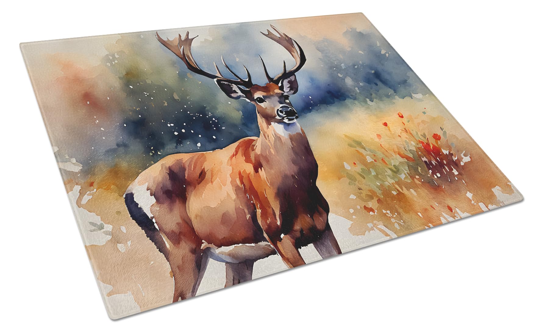 Carolines Treasures DAC2901LCB Deer Glass Cutting Board Large Decorative Tempered Glass Kitchen Cutting and Serving Board Large Size Chopping Board