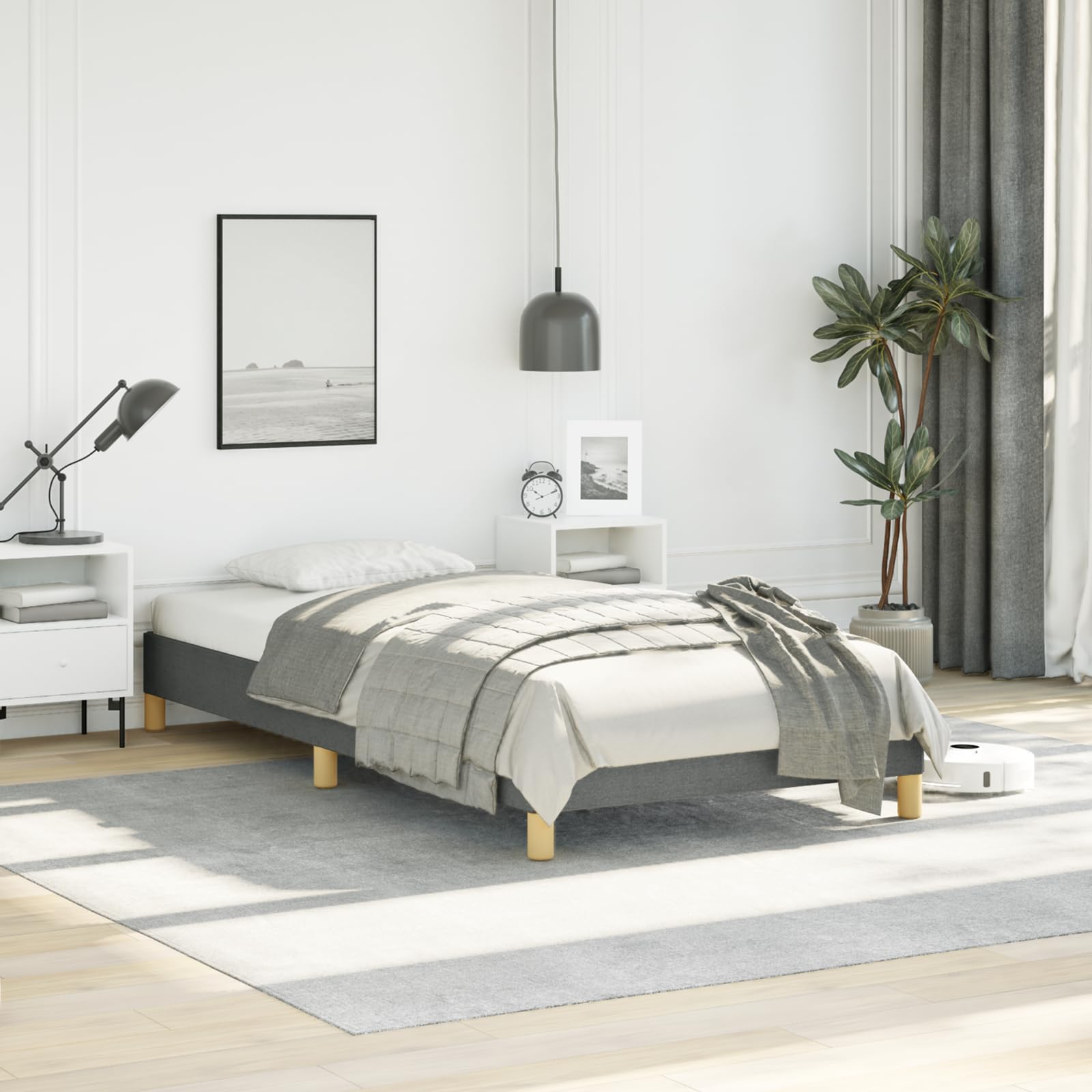 vidaXL Bed Frame Dark Gray 39.4x79.9??Twin XL Fabric