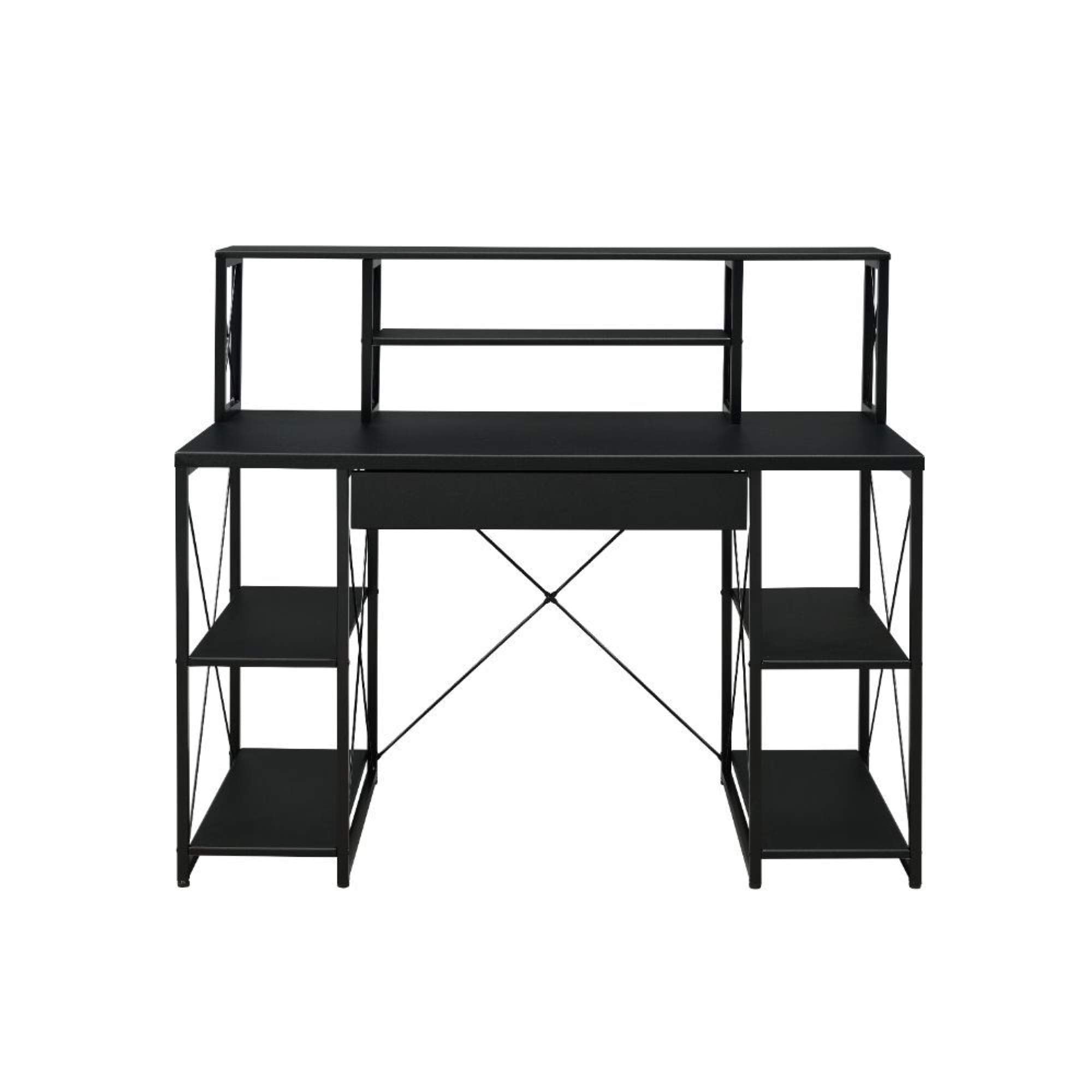 Casafoyer Amiel Wooden 1-Drawer Writing Desk with Small Hutch in Black