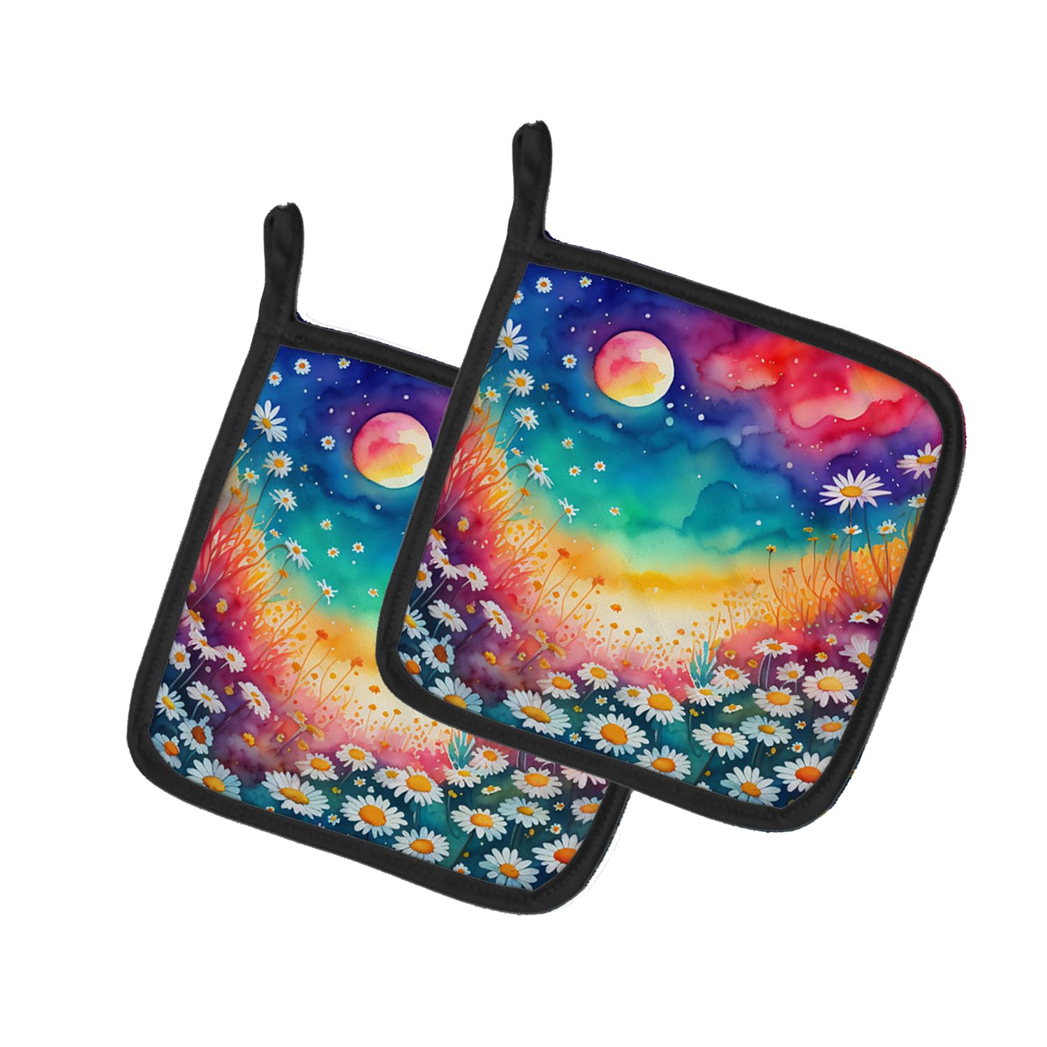 Colorful Daisies Pair of Pot Holders