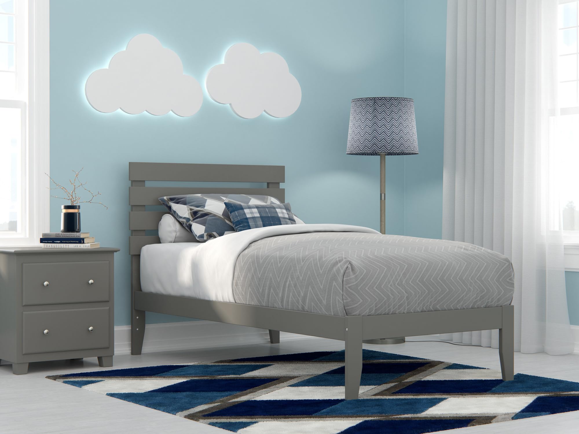 Oxford Twin Bed with USB Turbo Charger in Grey