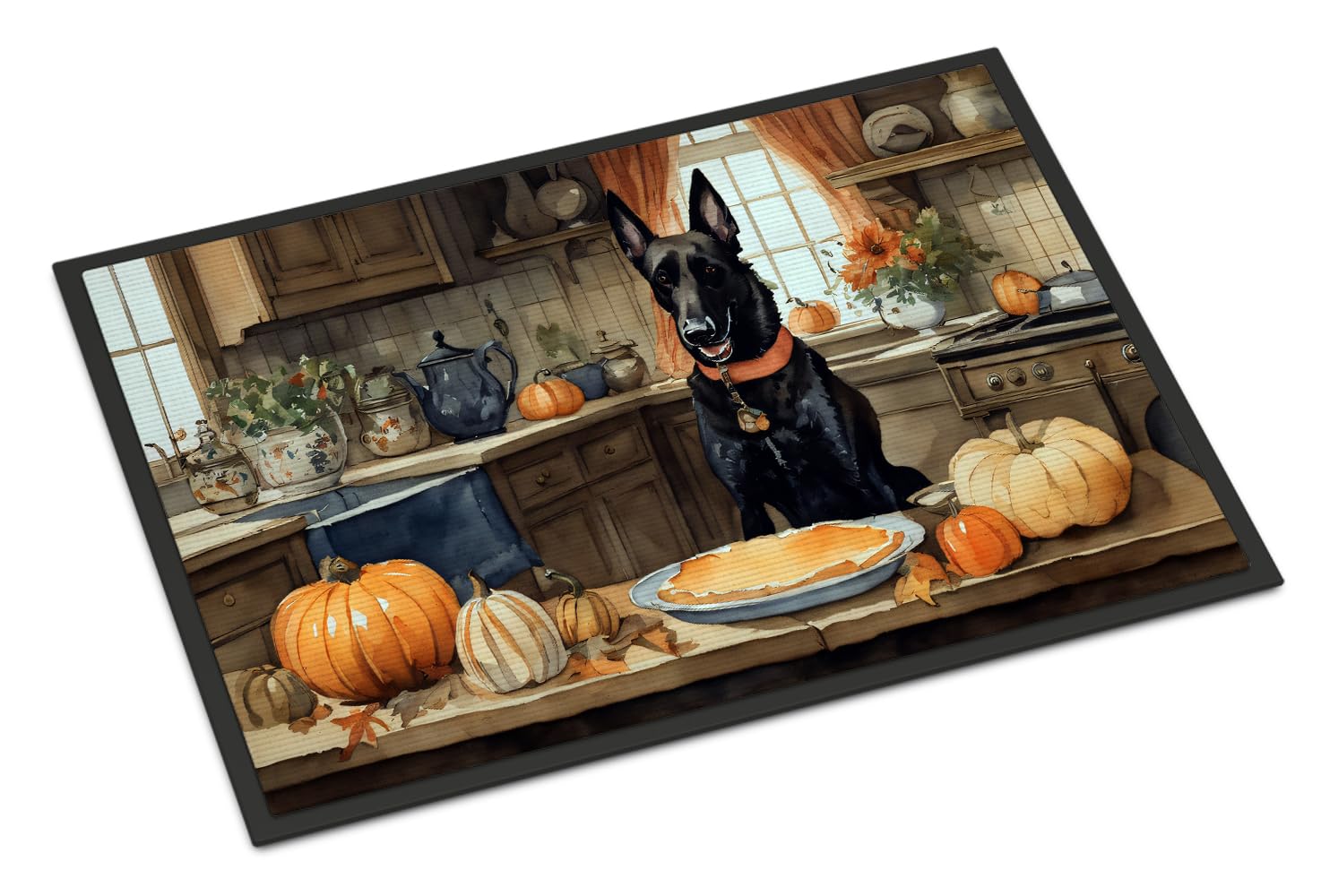 Carolines Treasures DAC1735JMAT Belgian Malinois Fall Kitchen Pumpkins Indoor or Outdoor Mat 24x36 Front Door Mat Indoor Outdoor Rugs for Entryway, Non Slip Washable Low Pile