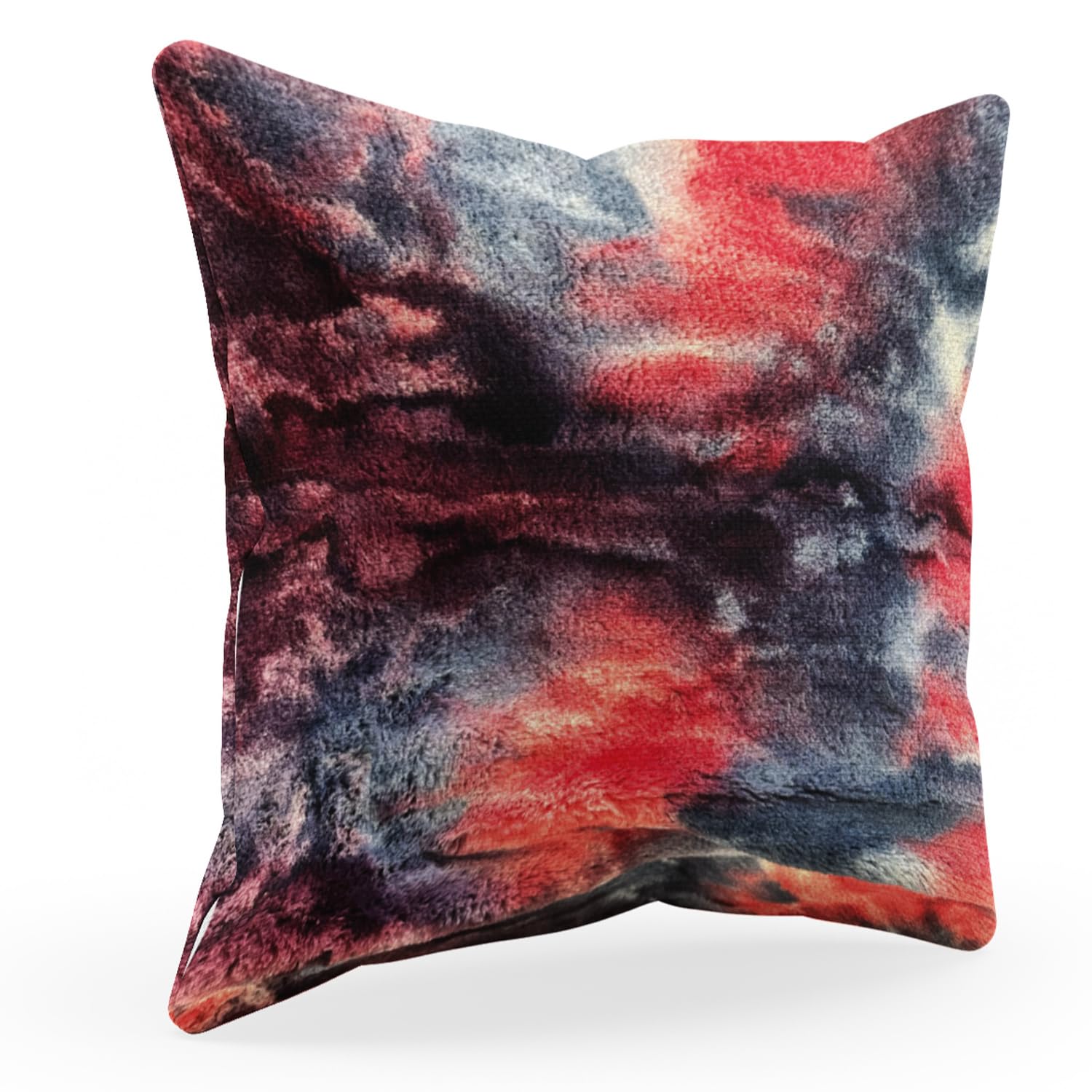 Plutus Blue Red White Fureal Animal Faux Fur Luxury Throw Pillow - Double sided  20 x 26” Standard
