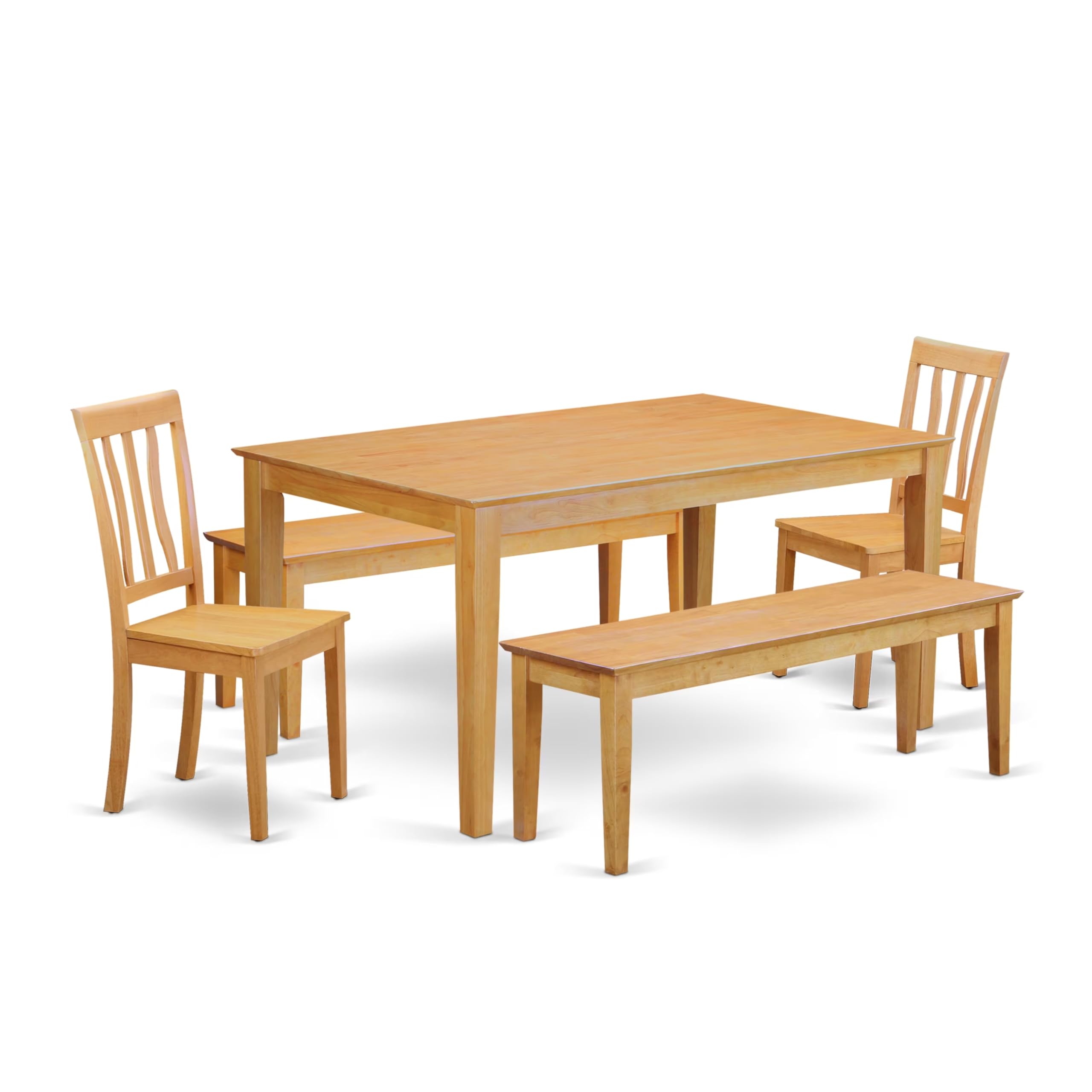 CAAN5C-OAK-W 5 Pc Dining room set - Kitchen Table and 2 Kitchen Chairs with 2 benches