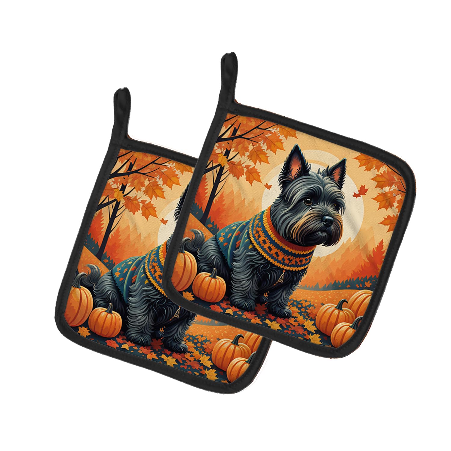Scottish Terrier Fall Pair of Pot Holders