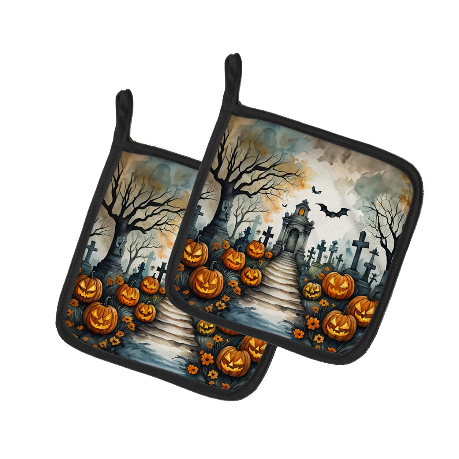 Marigold Spooky Halloween Pair of Pot Holders