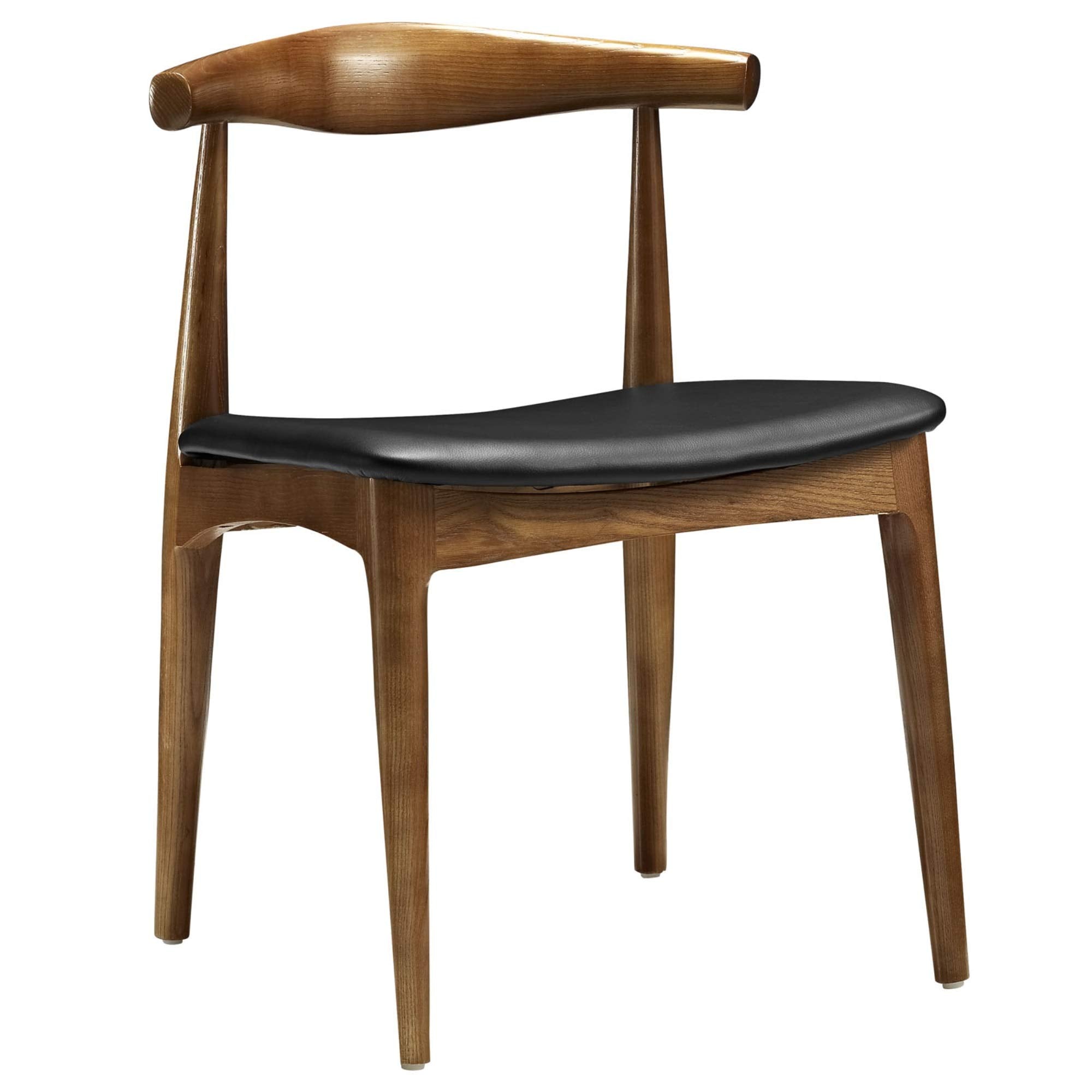 Casafoyer Tracy Dining Side Chair | Chic Mid-Century Design | Wooden Backrest | Black Leatherette