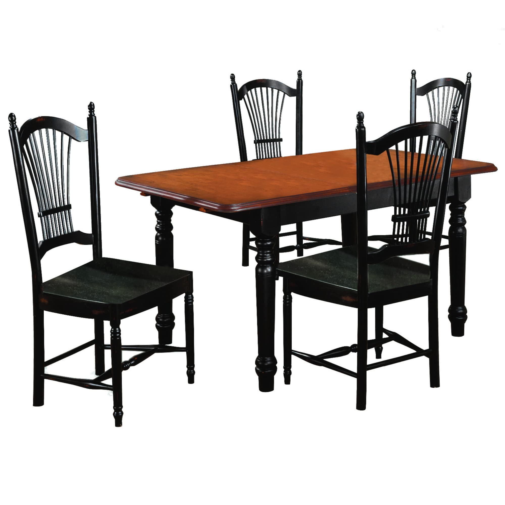 Sunset Trading Black Cherry Selections 5 Piece 60 Rectangular Extendable Dining Set with 4 Allenridge Chairs | Butterfly Leaf Table | Seats 6"