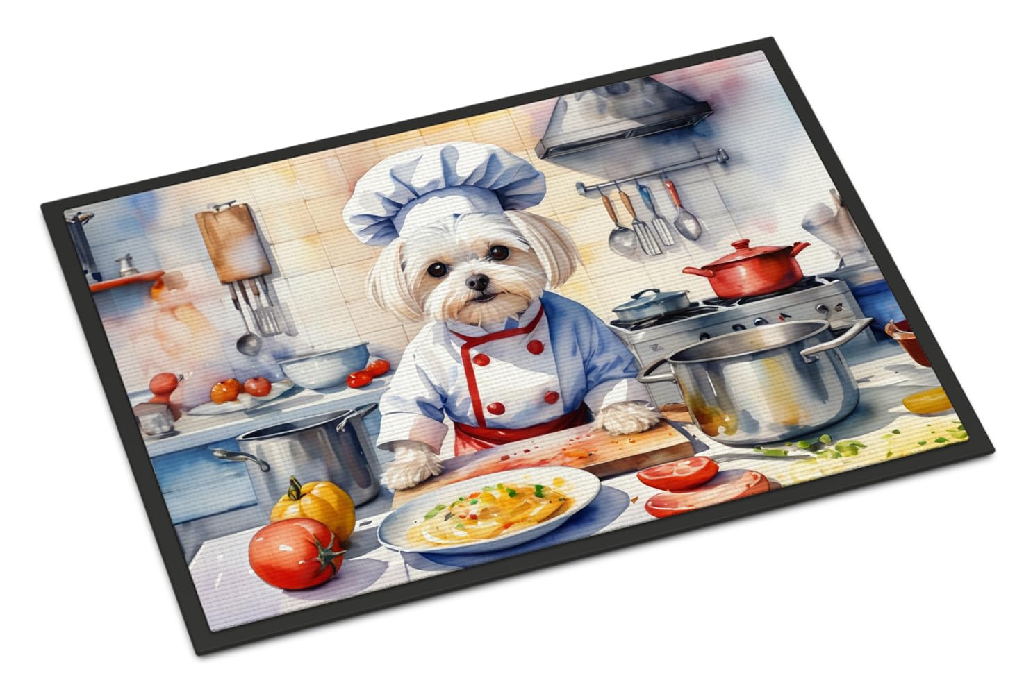 Carolines Treasures DAC6283JMAT Maltese The Chef Doormat Front Door Mat Indoor Outdoor Rugs for Entryway, Non Slip Washable Low Pile, 24H X 36W