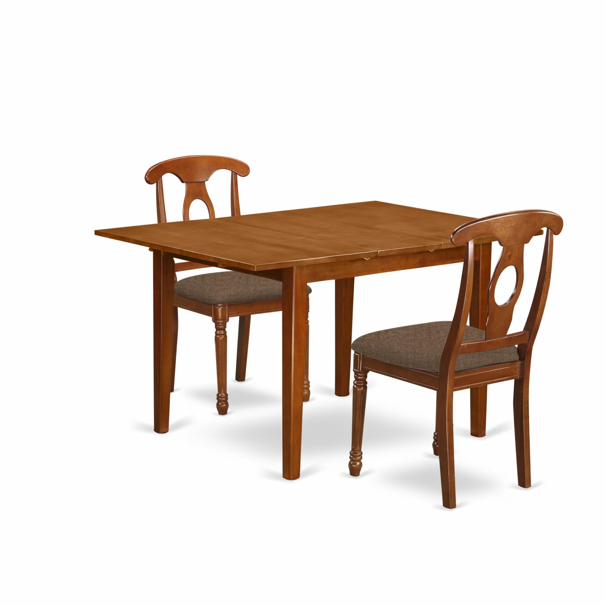 MLNA3-SBR-C 3 Pc set Milan featuring Leaf and 2 Fabric Chairs in Saddle Brown