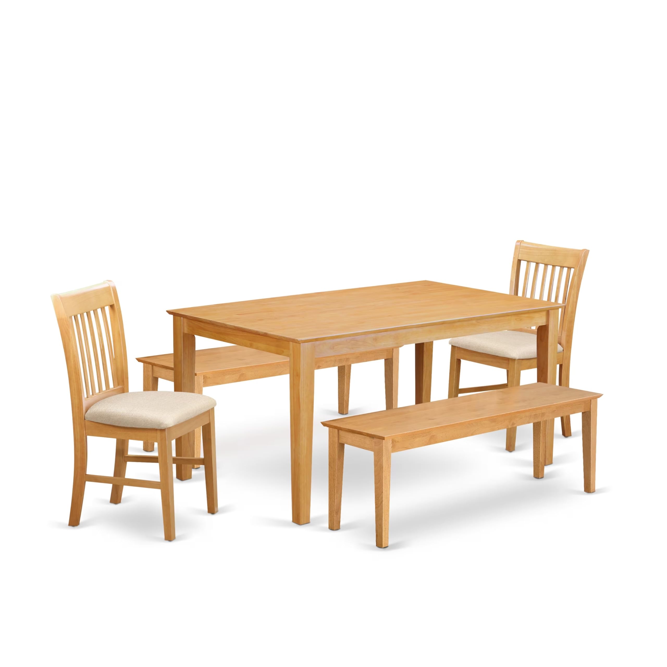 CANO5C-OAK-C 5 Pc Dining room set - Small Kitchen Table and 2 Dining Chairs with 2 benches