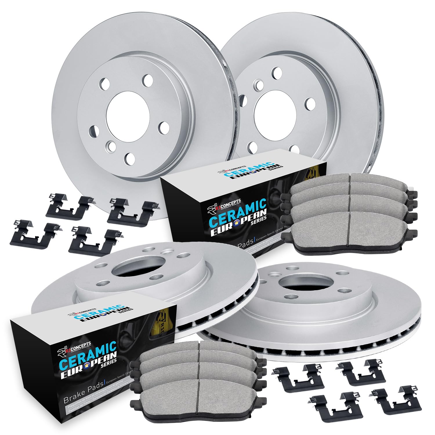 R1 Concepts GEOMET Disc Brake Rotor Set with Euro Ceramic Pads and Hardware WJTH2-31004