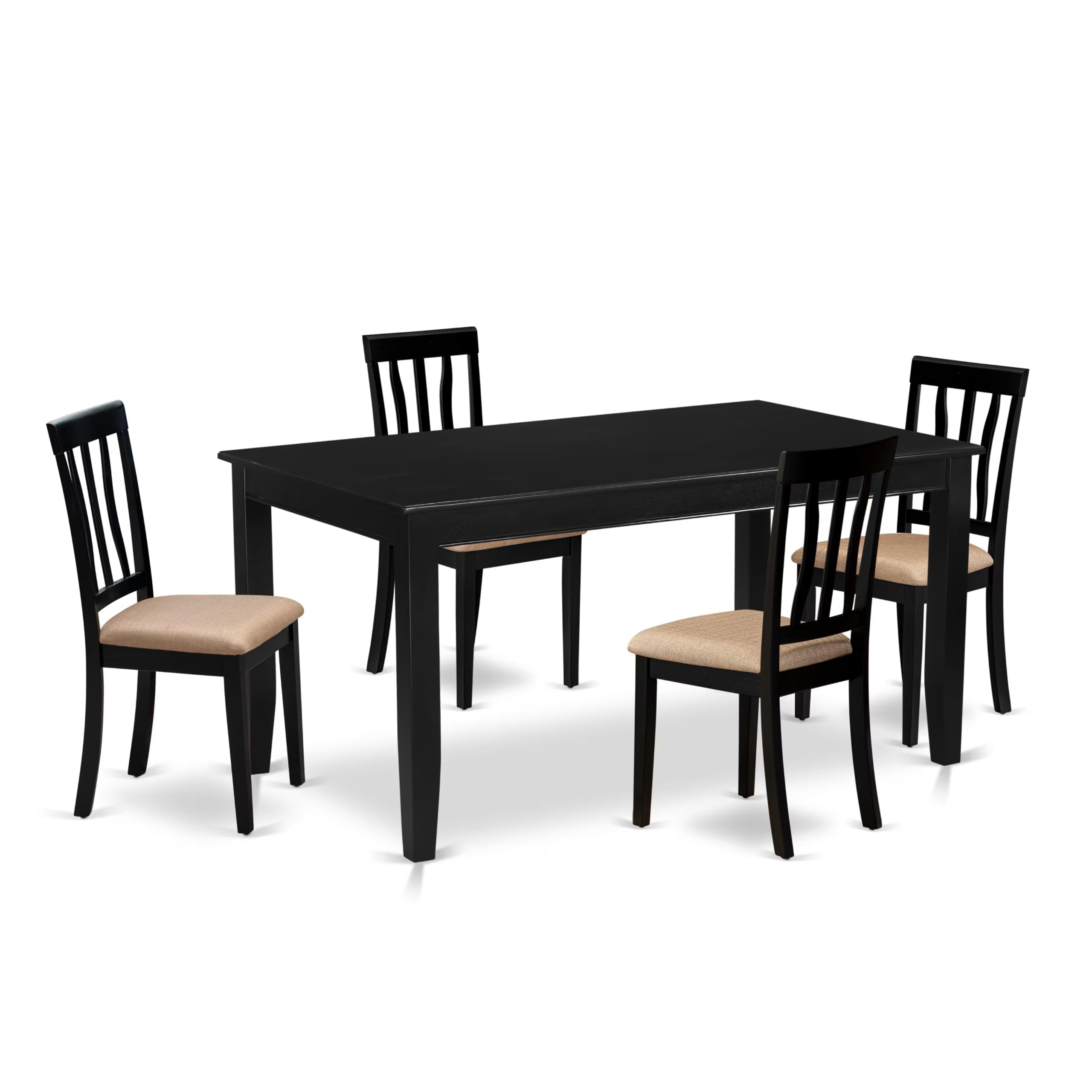 DUAN5-BLK-C 5 PC Table and chair set for 4-Dining Table and 4 Dining Chairs