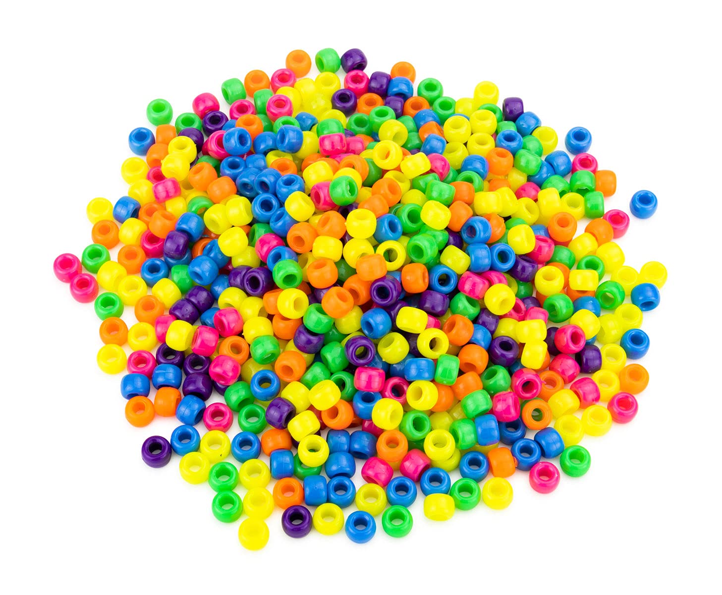Hygloss Pony Bead, 6 x 9 mm, Assorted Neon