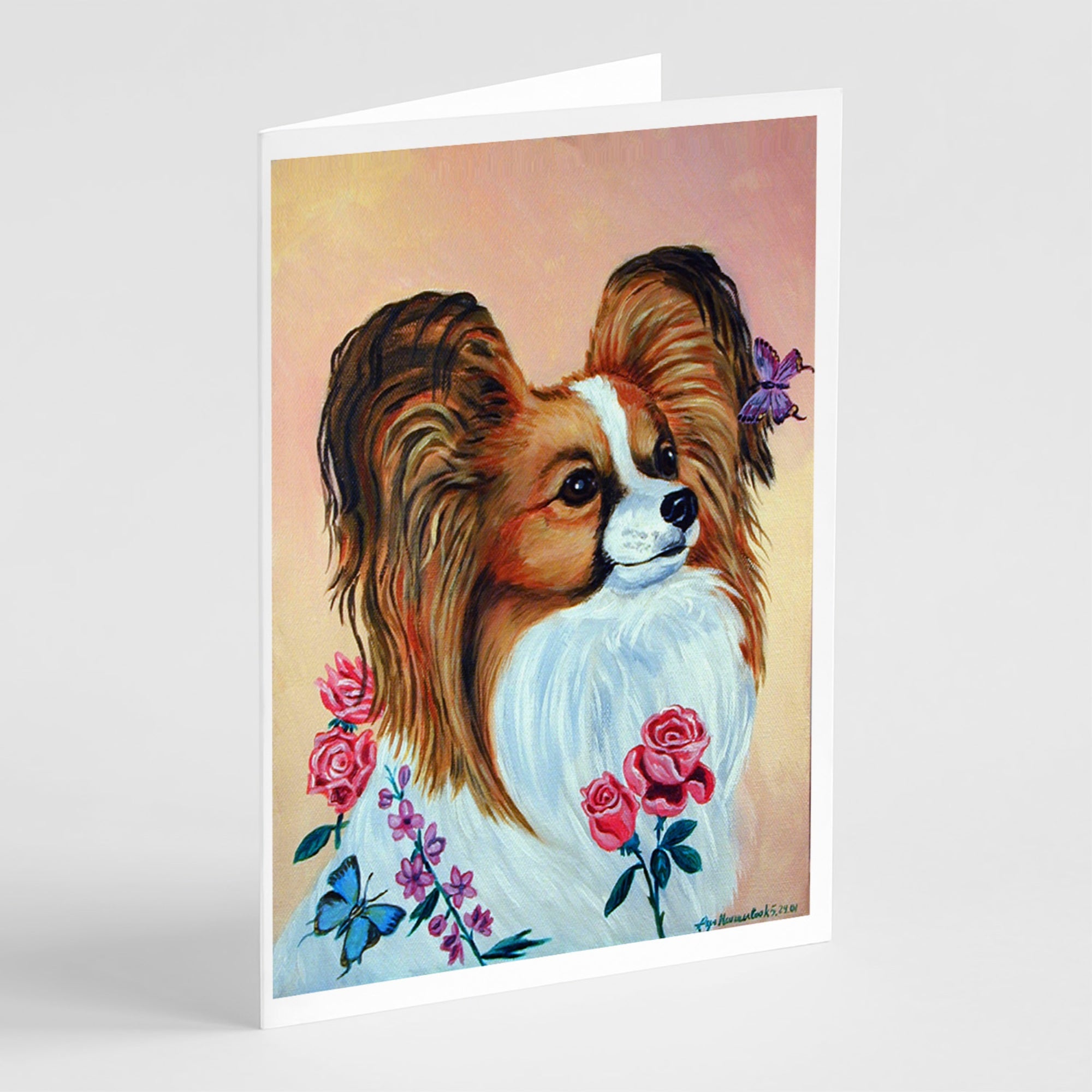 Papillon Rose  Greeting Cards And Envelopes Pack Of 8